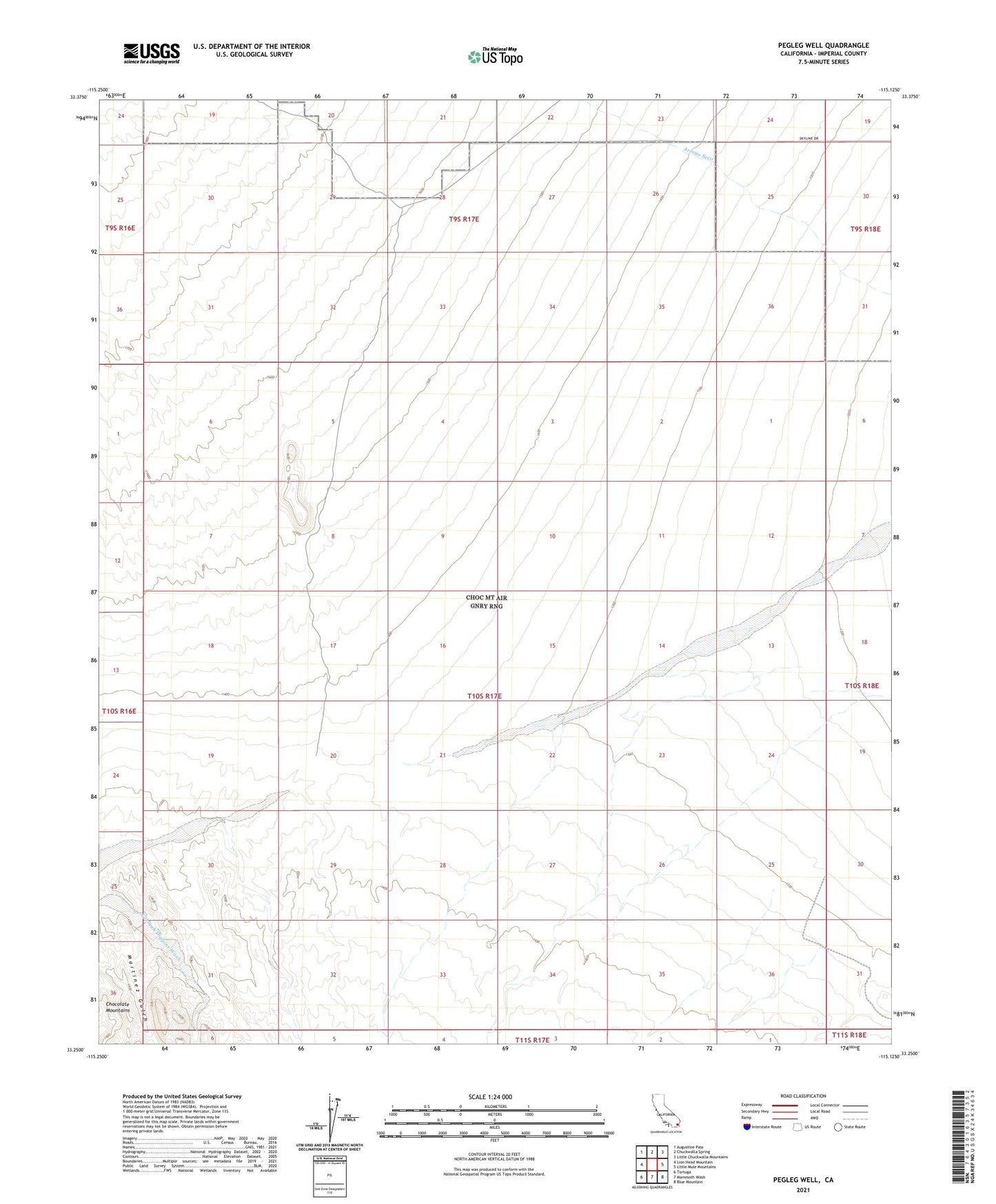 Pegleg Well California US Topo Map Image