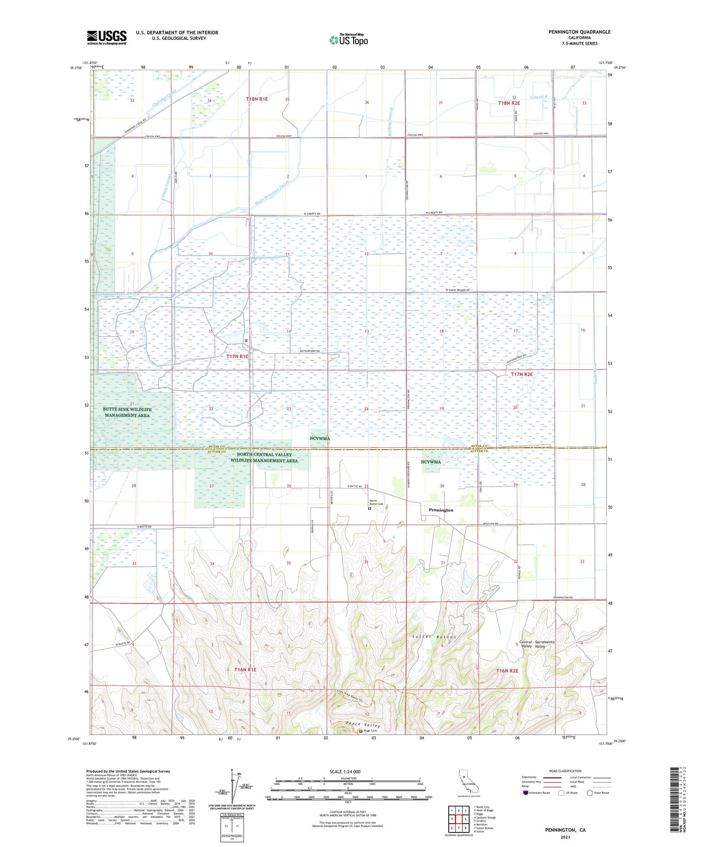 Pennington California US Topo Map Image