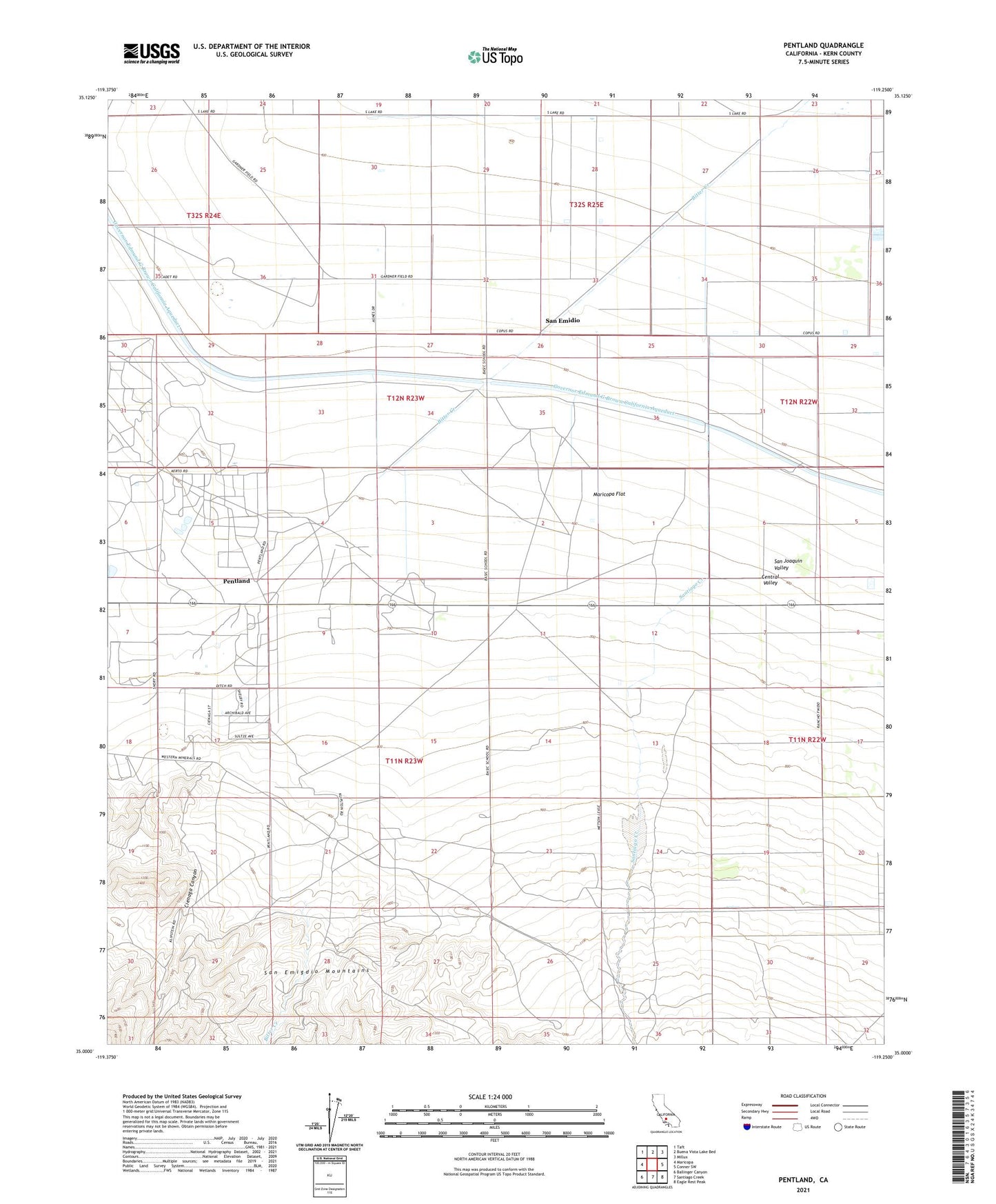 Pentland California US Topo Map Image