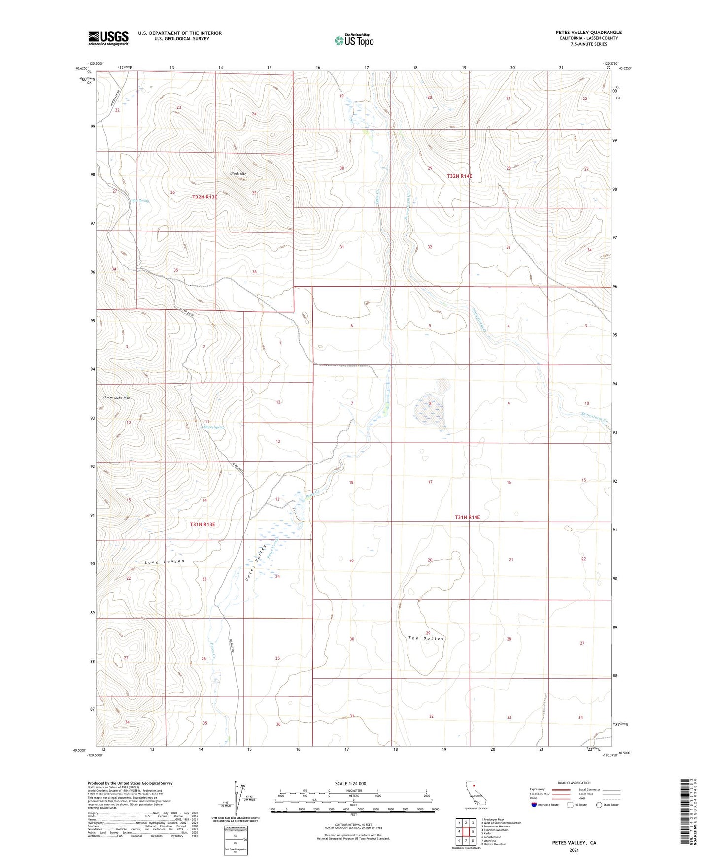 Petes Valley California US Topo Map Image