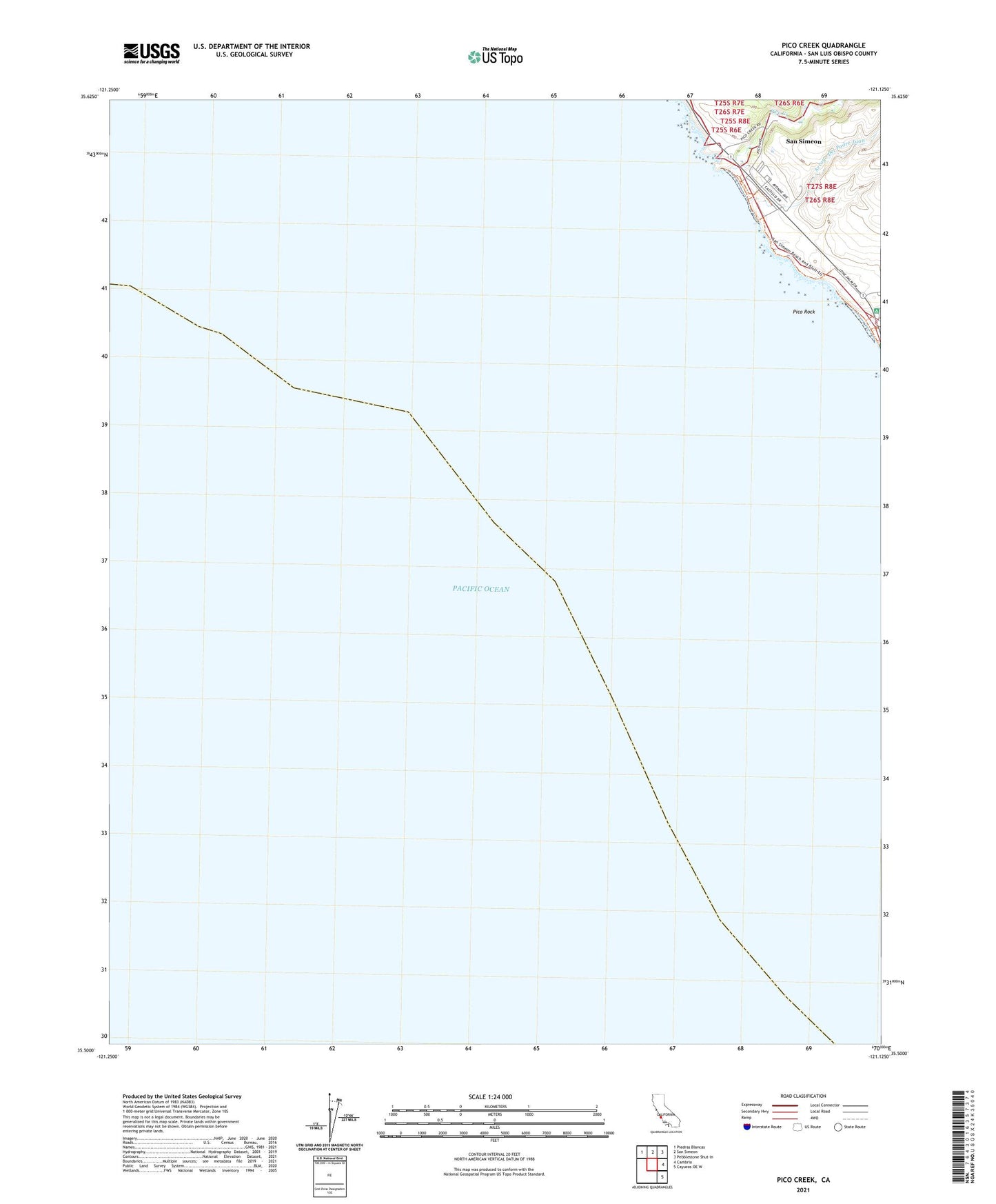 Pico Creek California US Topo Map Image