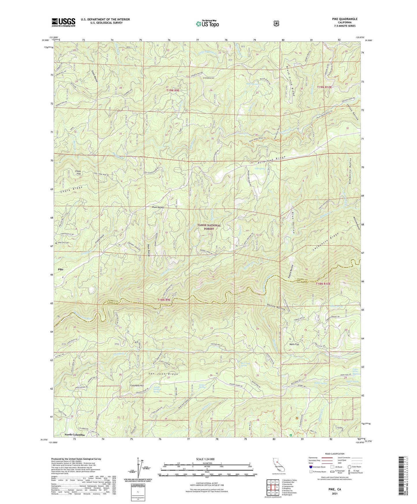 Pike California US Topo Map Image