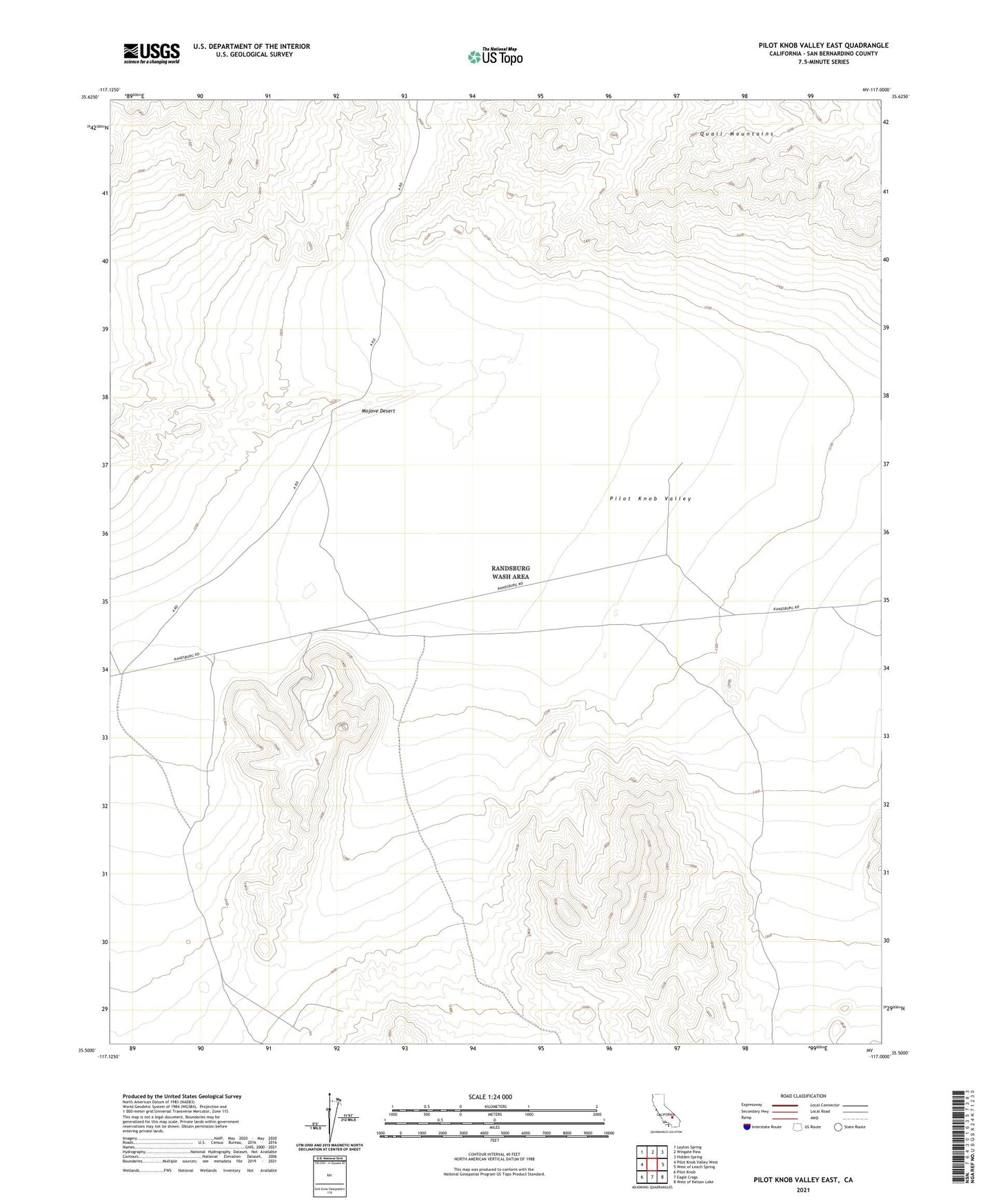 Pilot Knob Valley East California US Topo Map Image