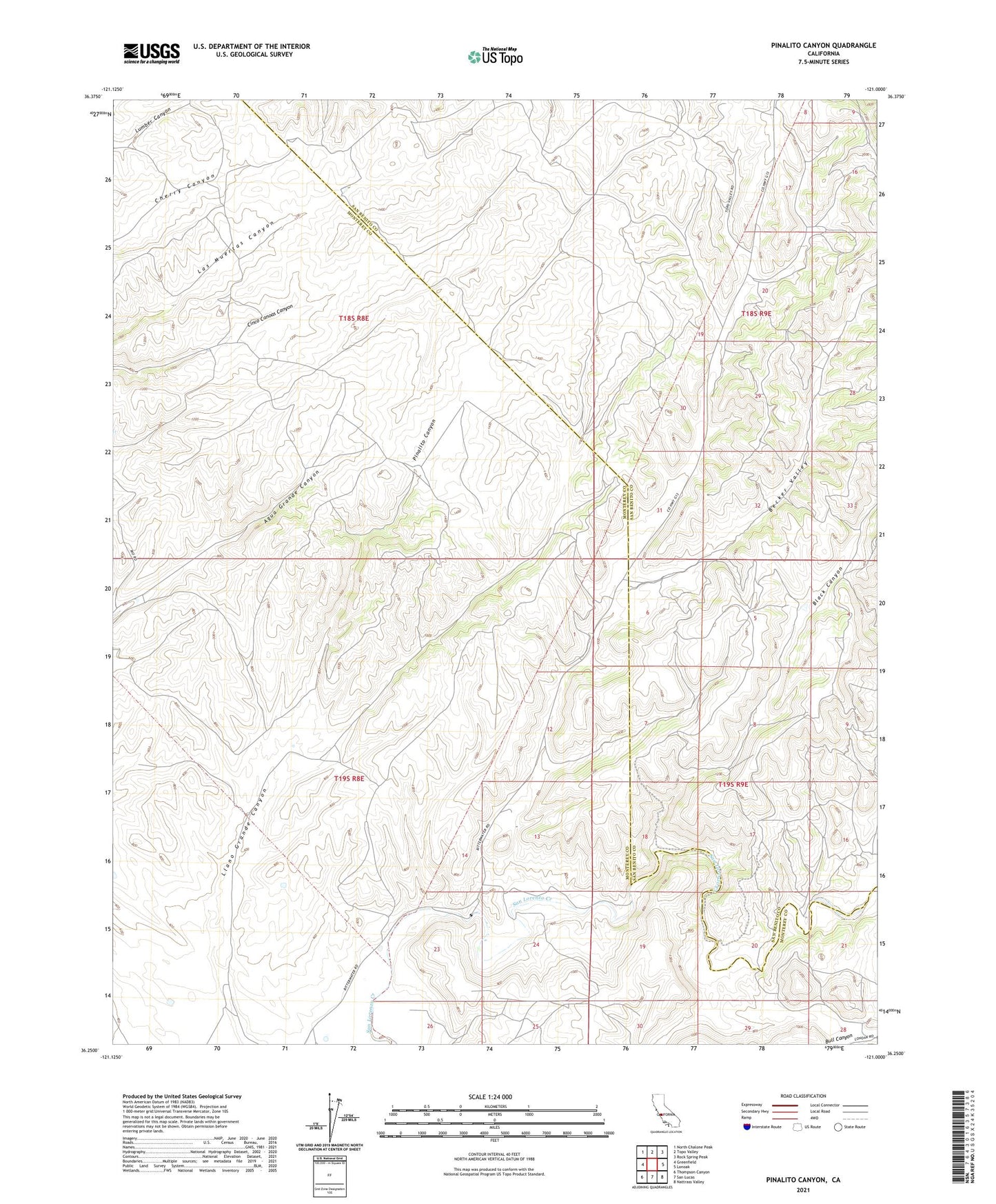 Pinalito Canyon California US Topo Map Image