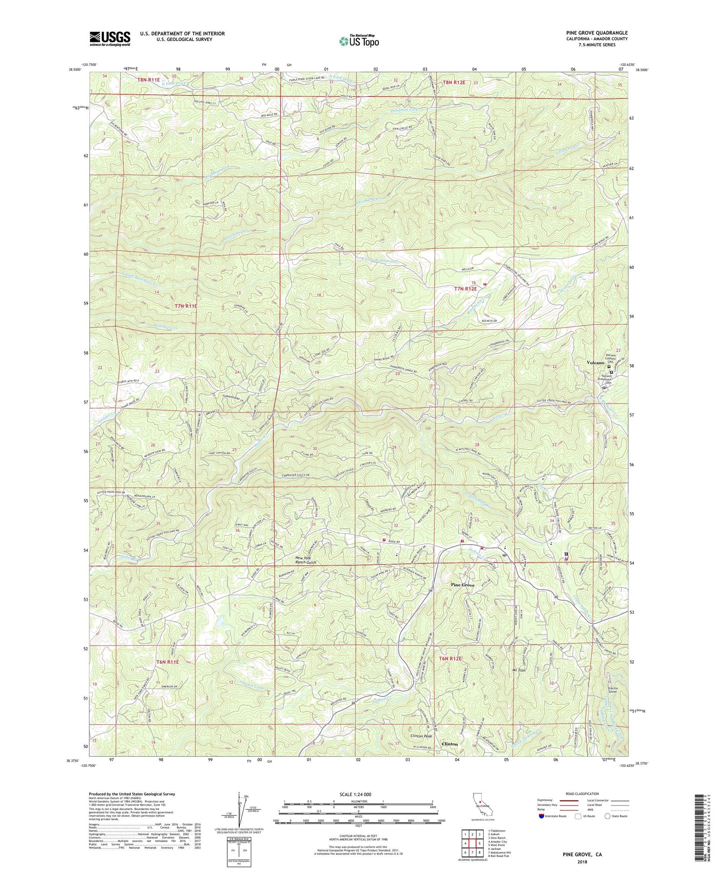 Pine Grove California US Topo Map Image
