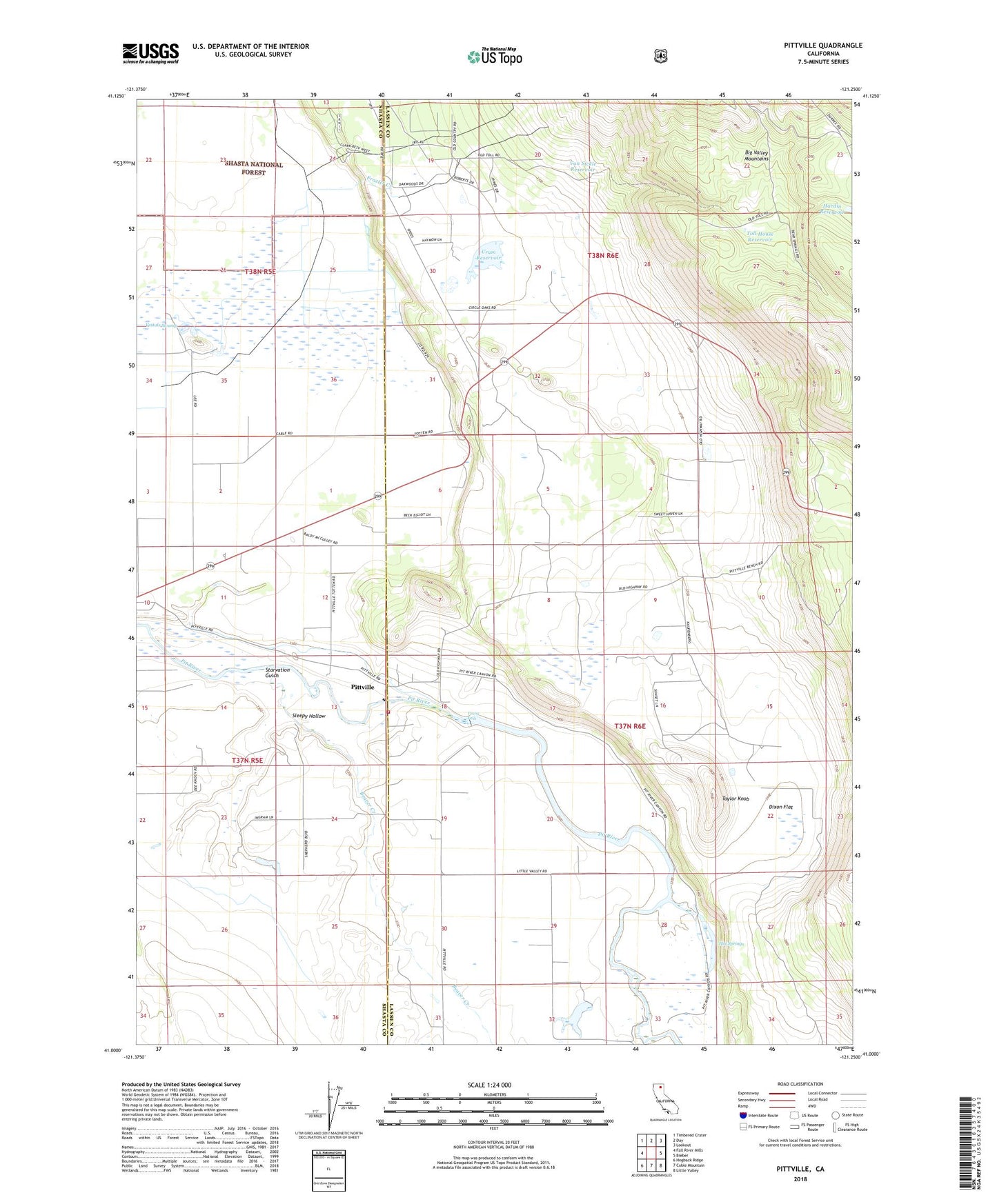 Pittville California US Topo Map Image