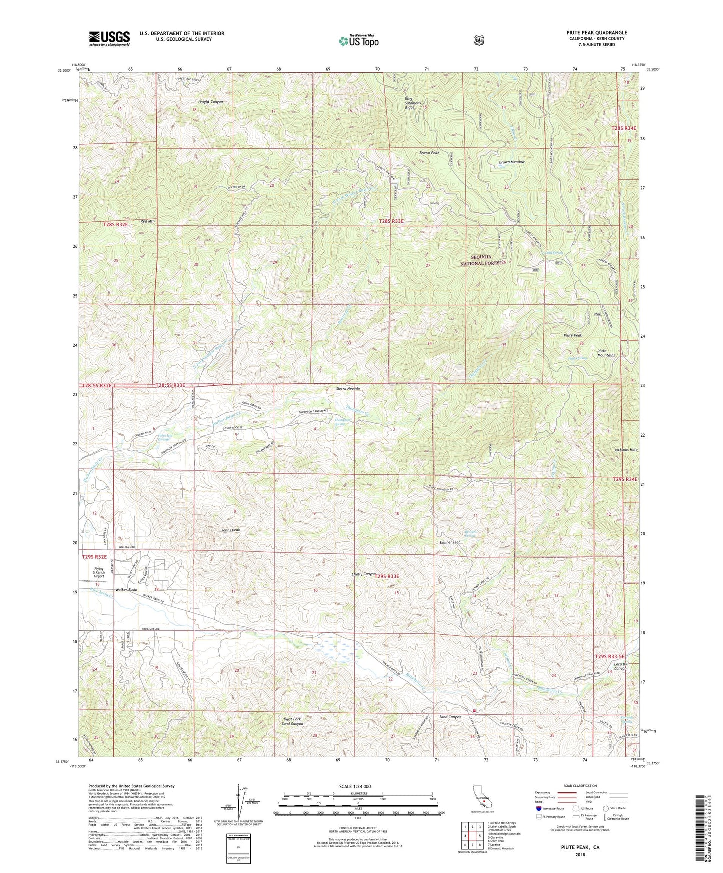 Piute Peak California US Topo Map Image