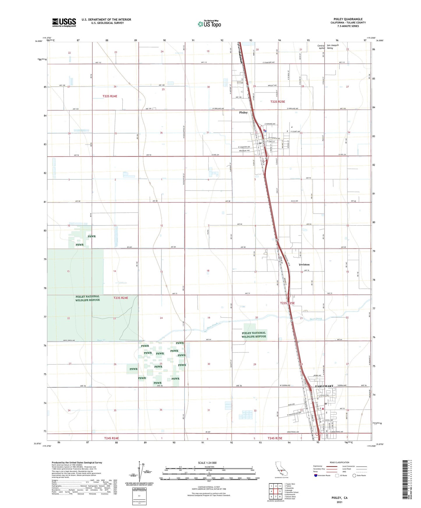 Pixley California US Topo Map Image