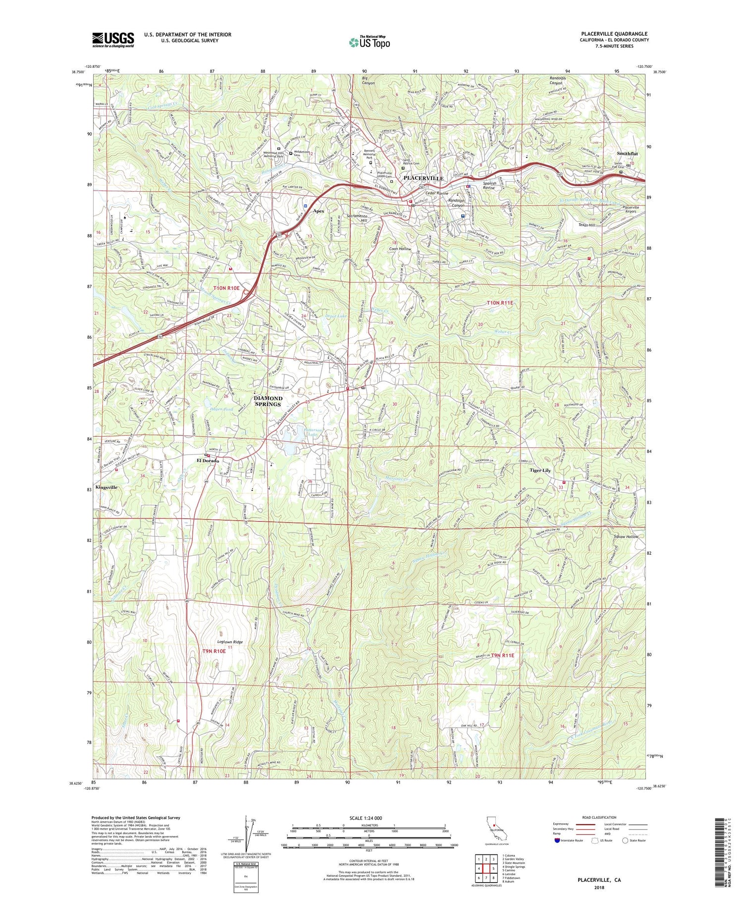 Placerville California US Topo Map Image