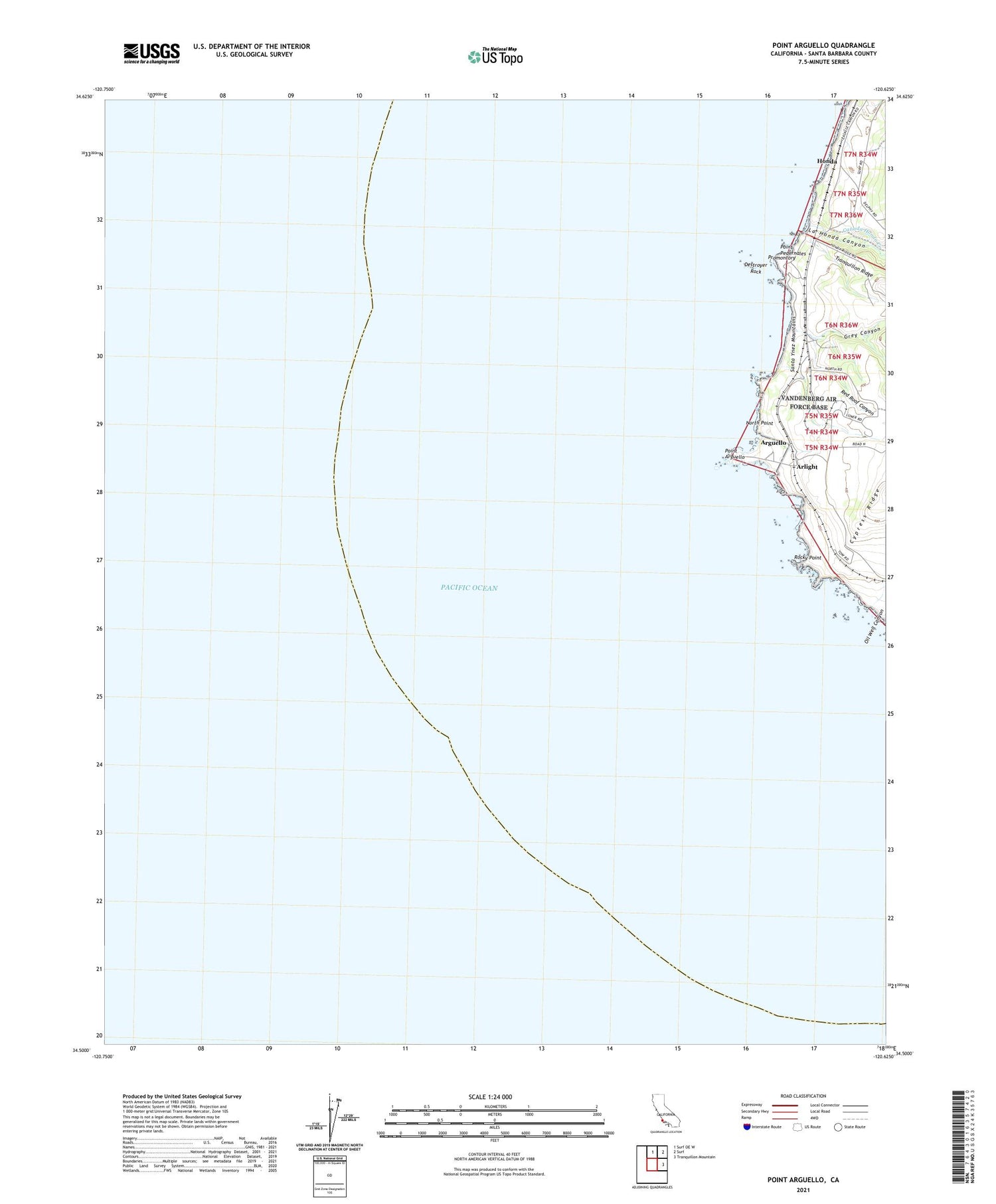 Point Arguello California US Topo Map Image
