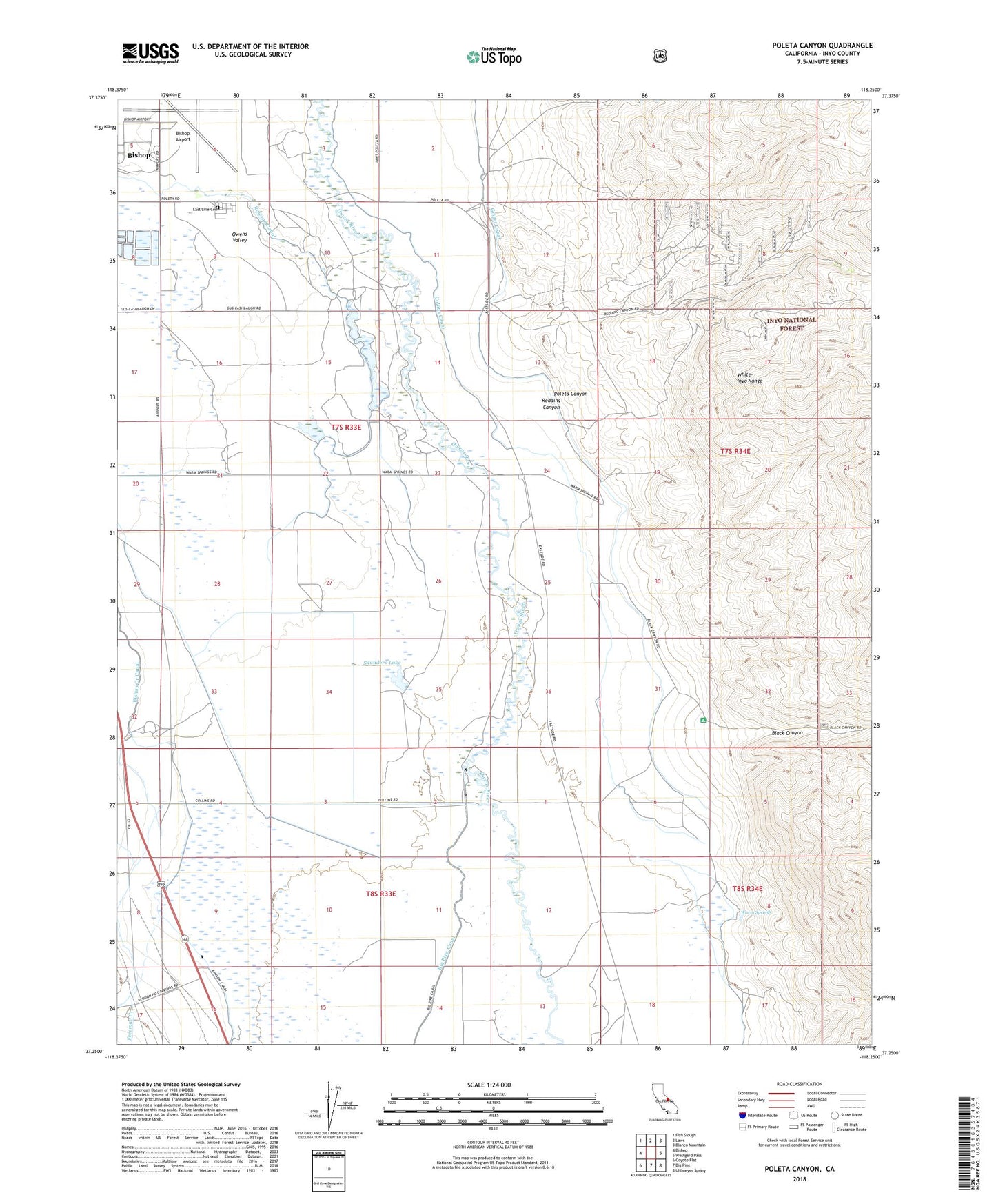 Poleta Canyon California US Topo Map Image