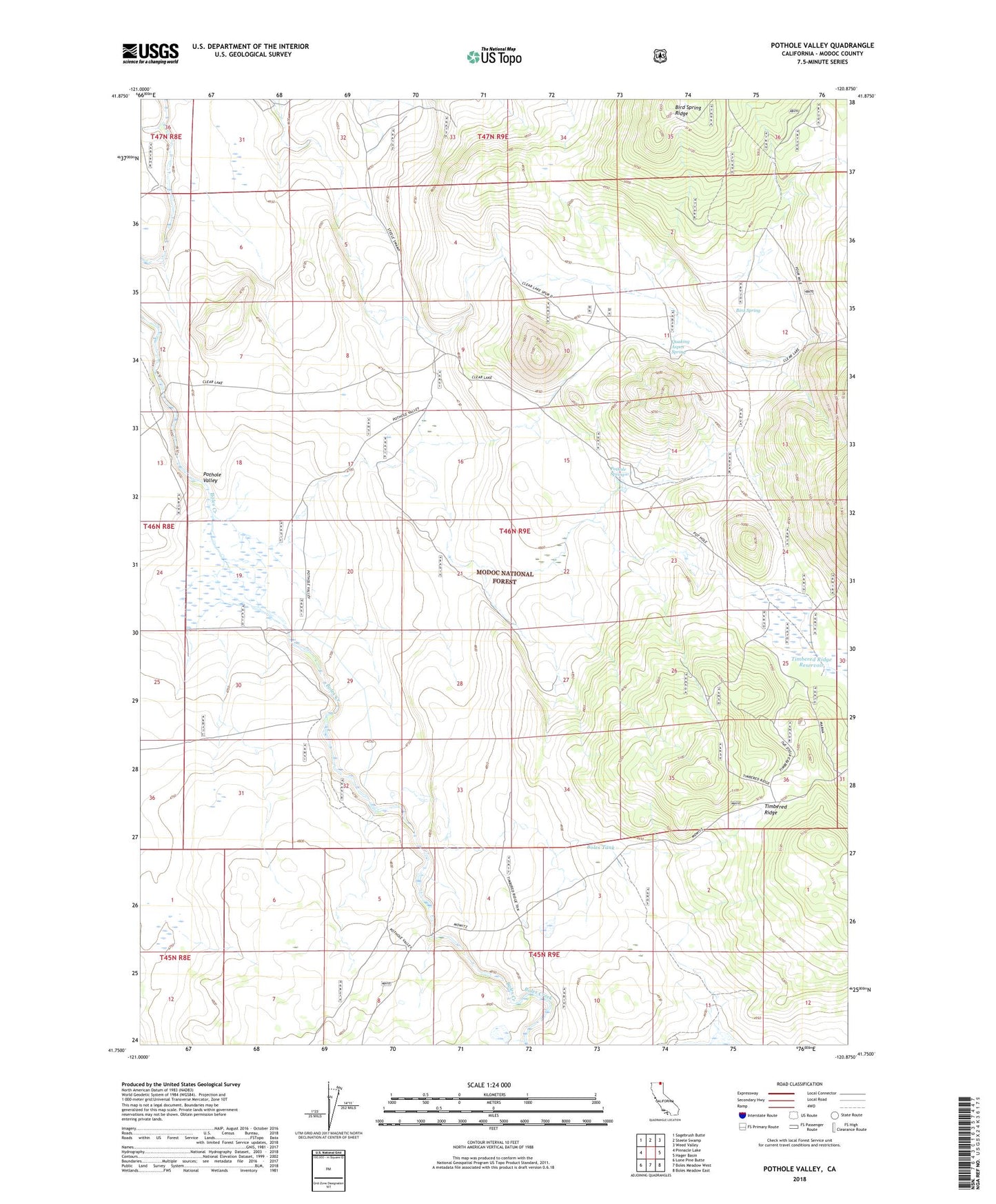 Pothole Valley California US Topo Map Image