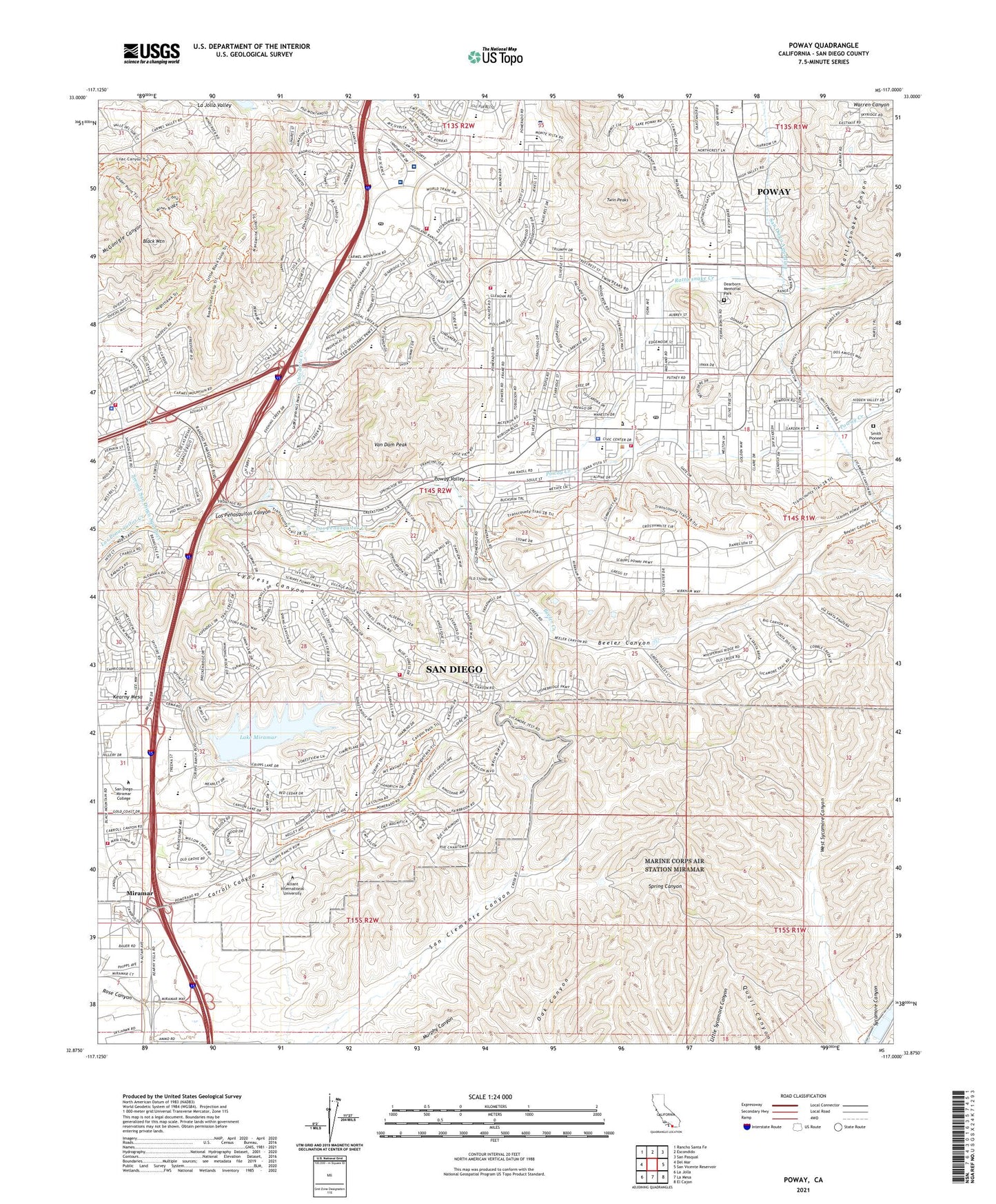 Poway California US Topo Map Image