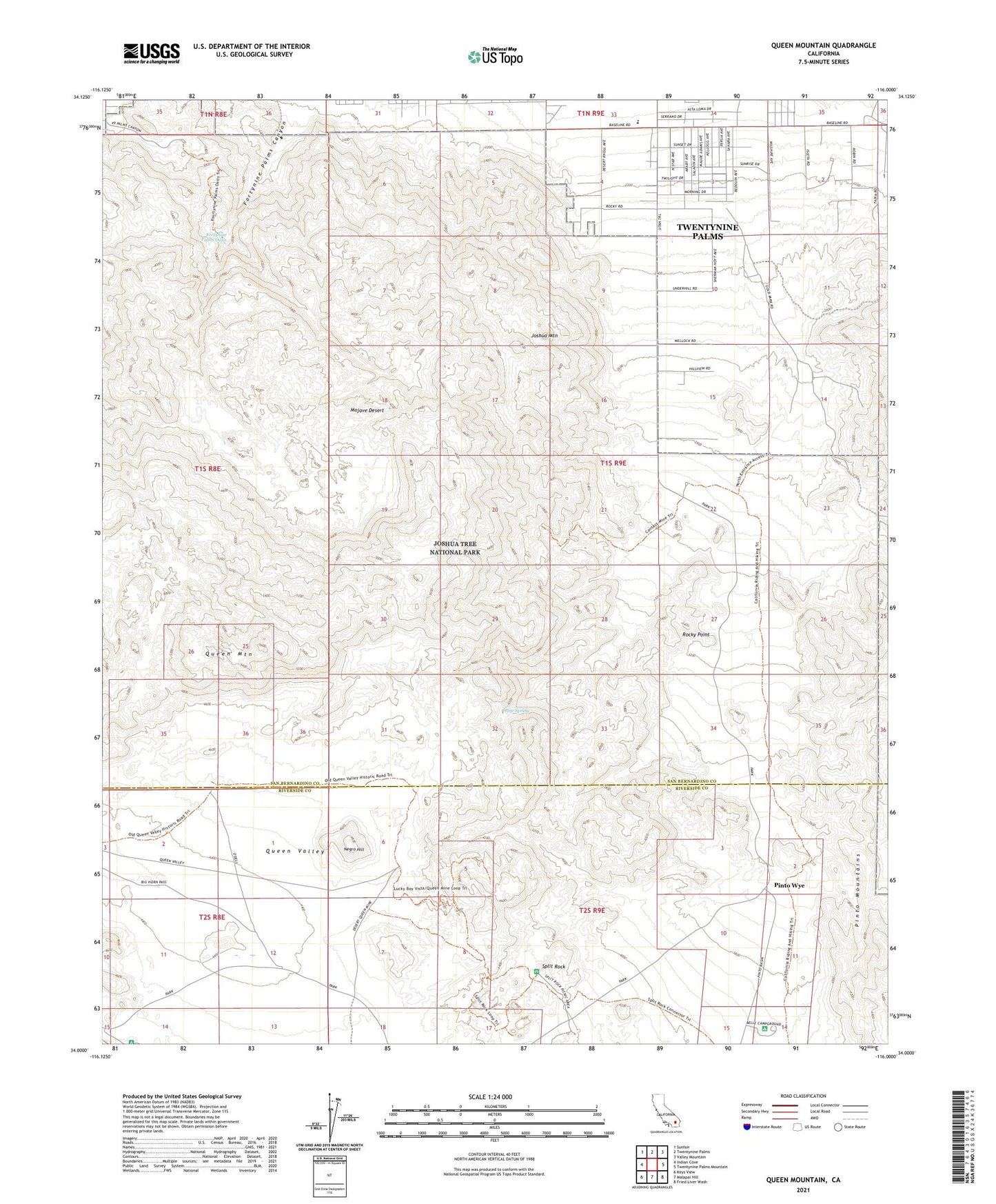 Queen Mountain California US Topo Map Image