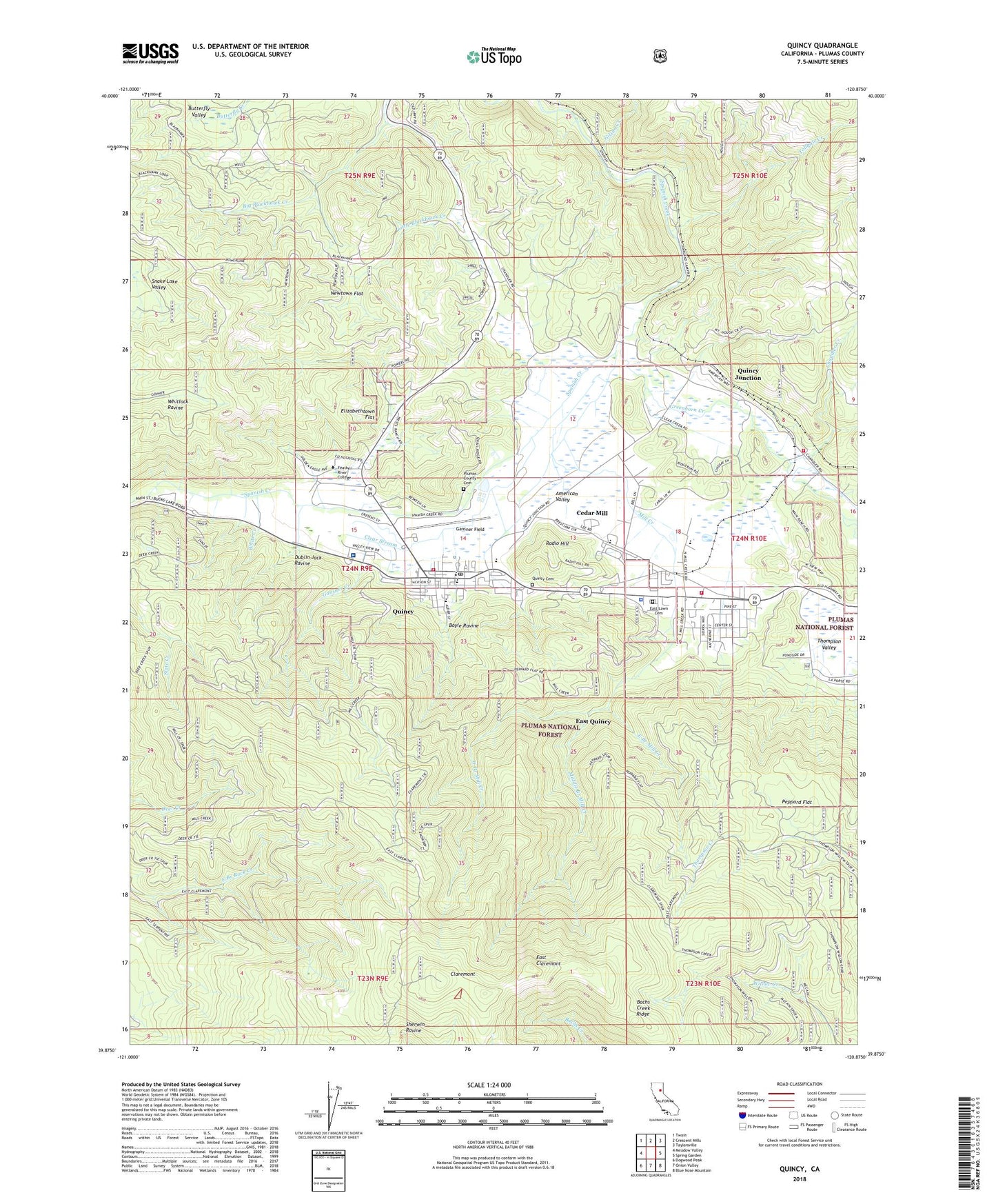 Quincy California US Topo Map Image