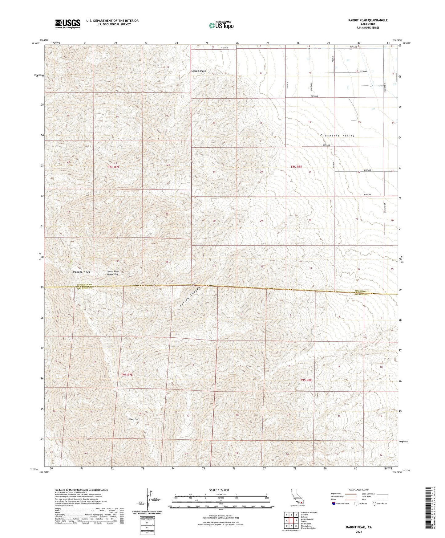 Rabbit Peak California US Topo Map Image
