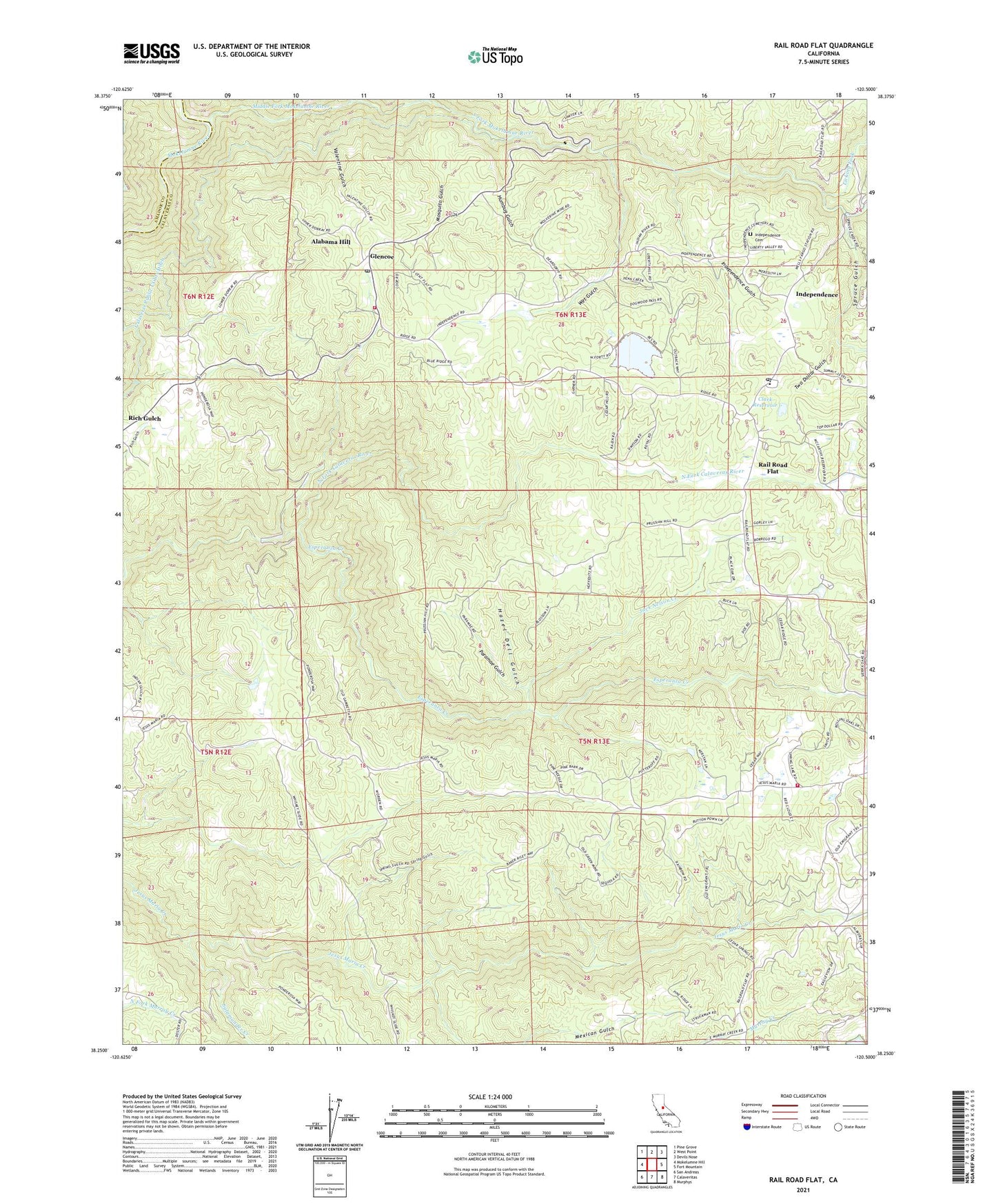 Rail Road Flat California US Topo Map Image