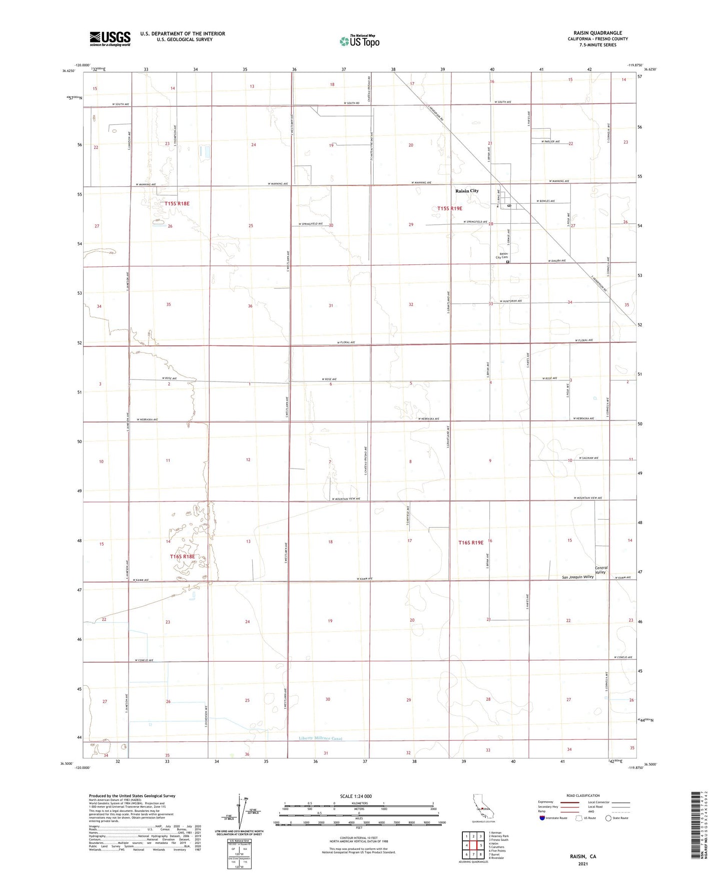 Raisin California US Topo Map Image
