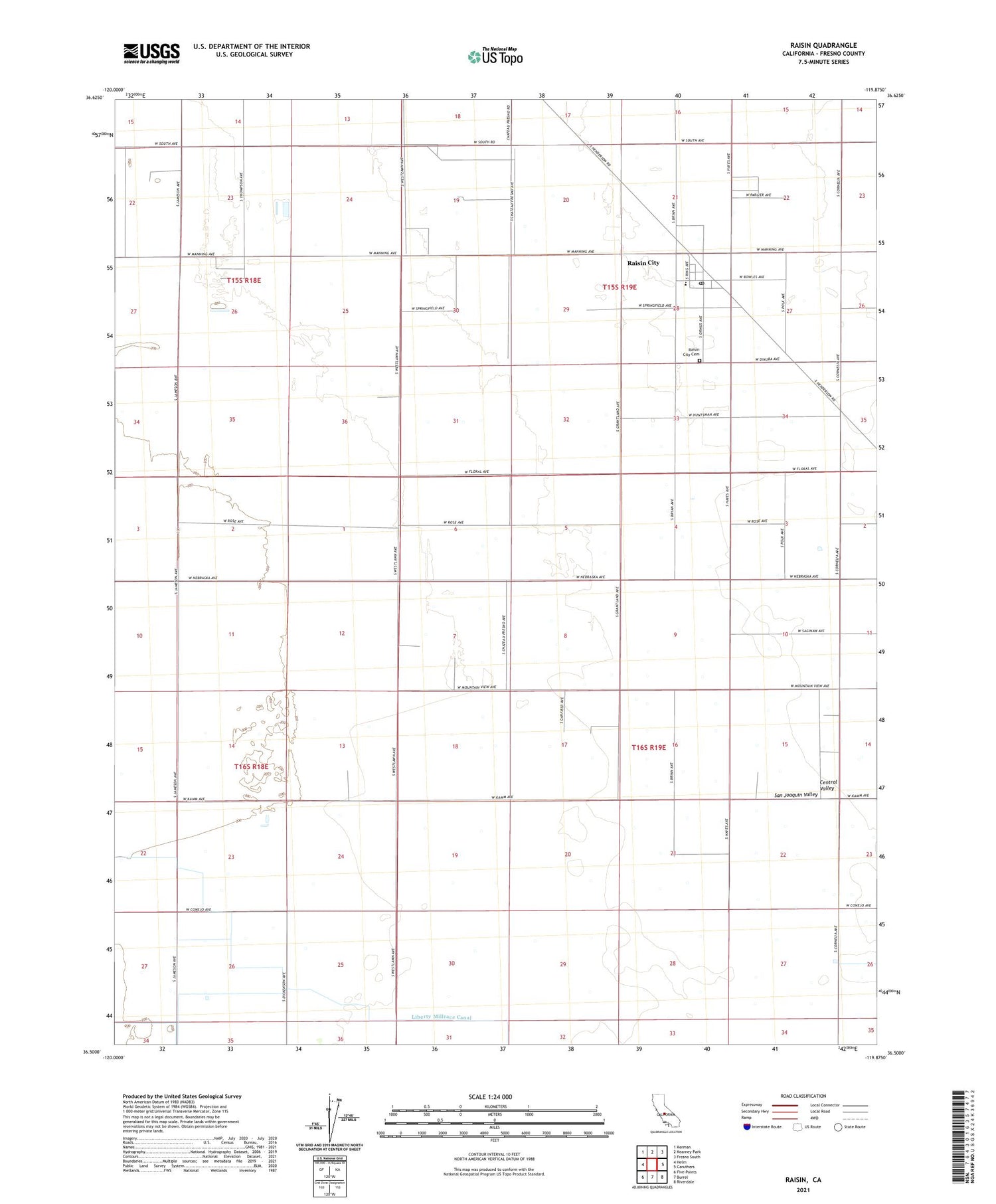 Raisin California US Topo Map Image