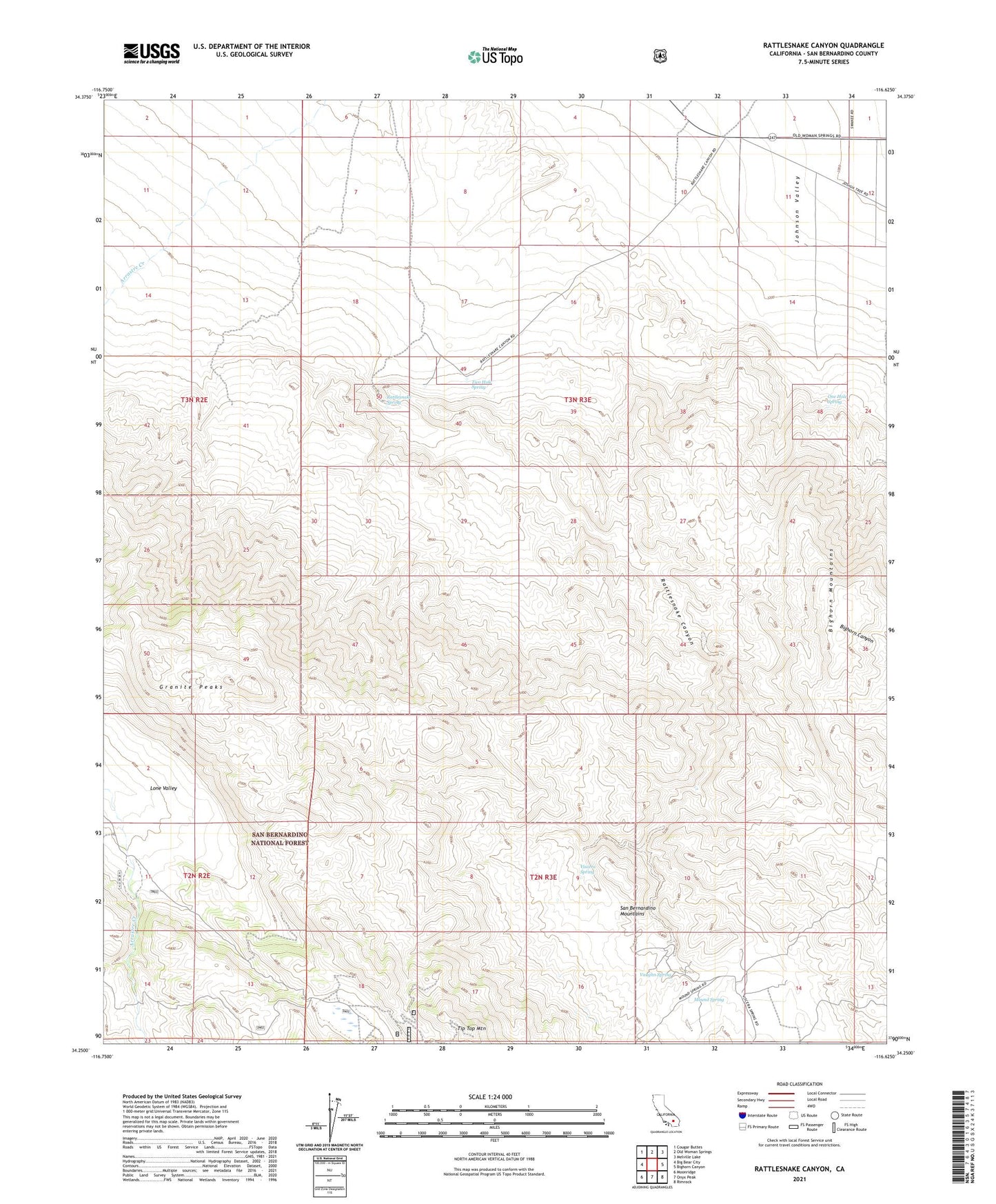 Rattlesnake Canyon California US Topo Map Image