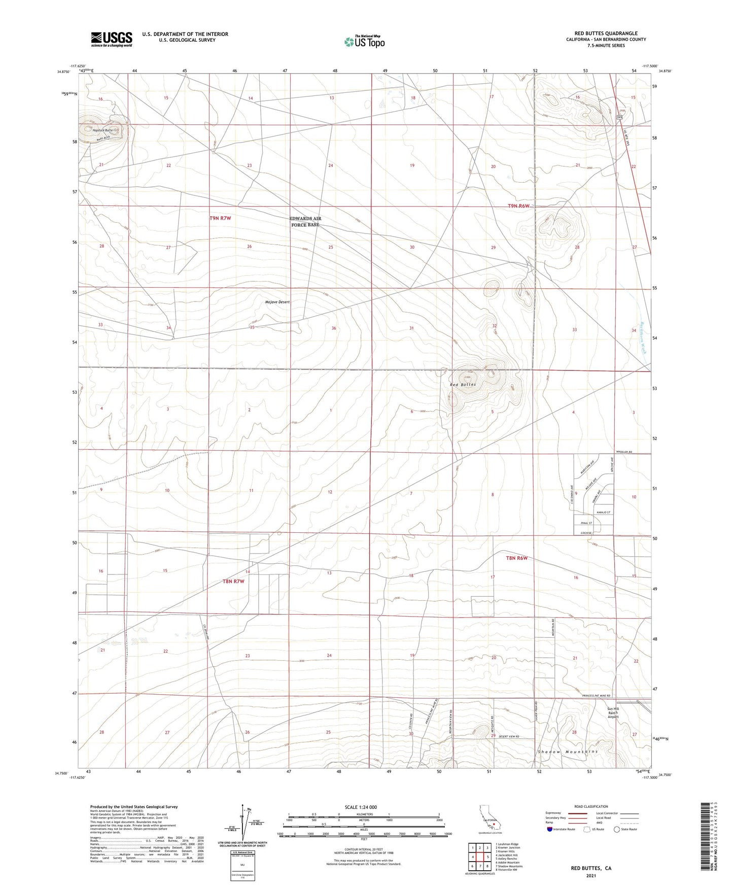 Red Buttes California US Topo Map Image