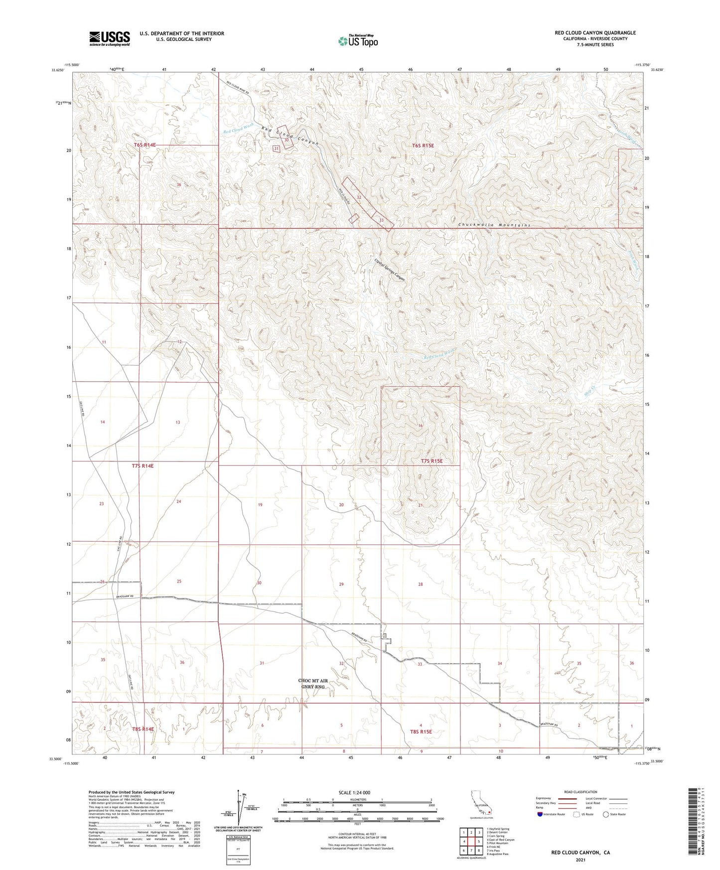 Red Cloud Canyon California US Topo Map Image