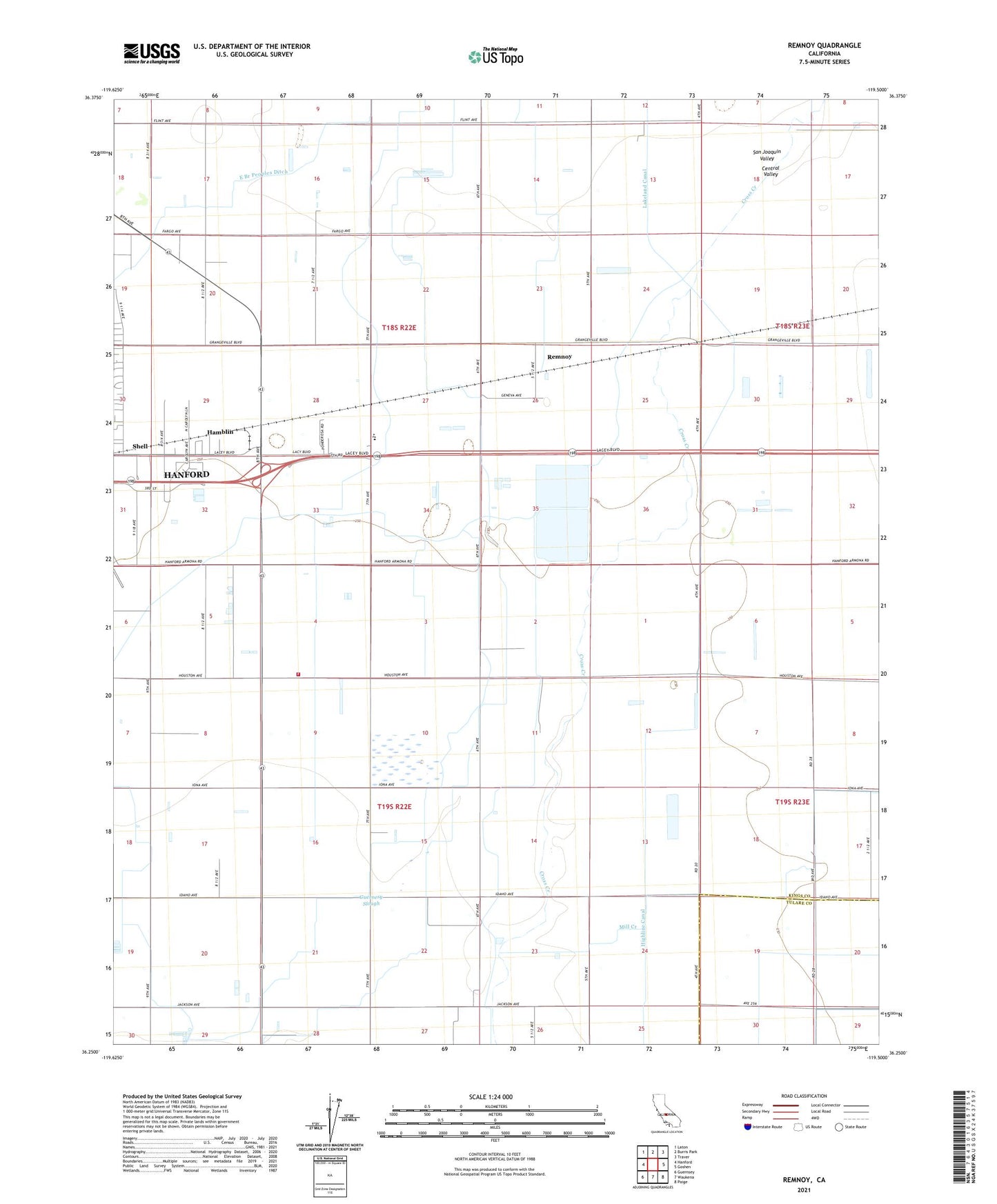 Remnoy California US Topo Map Image