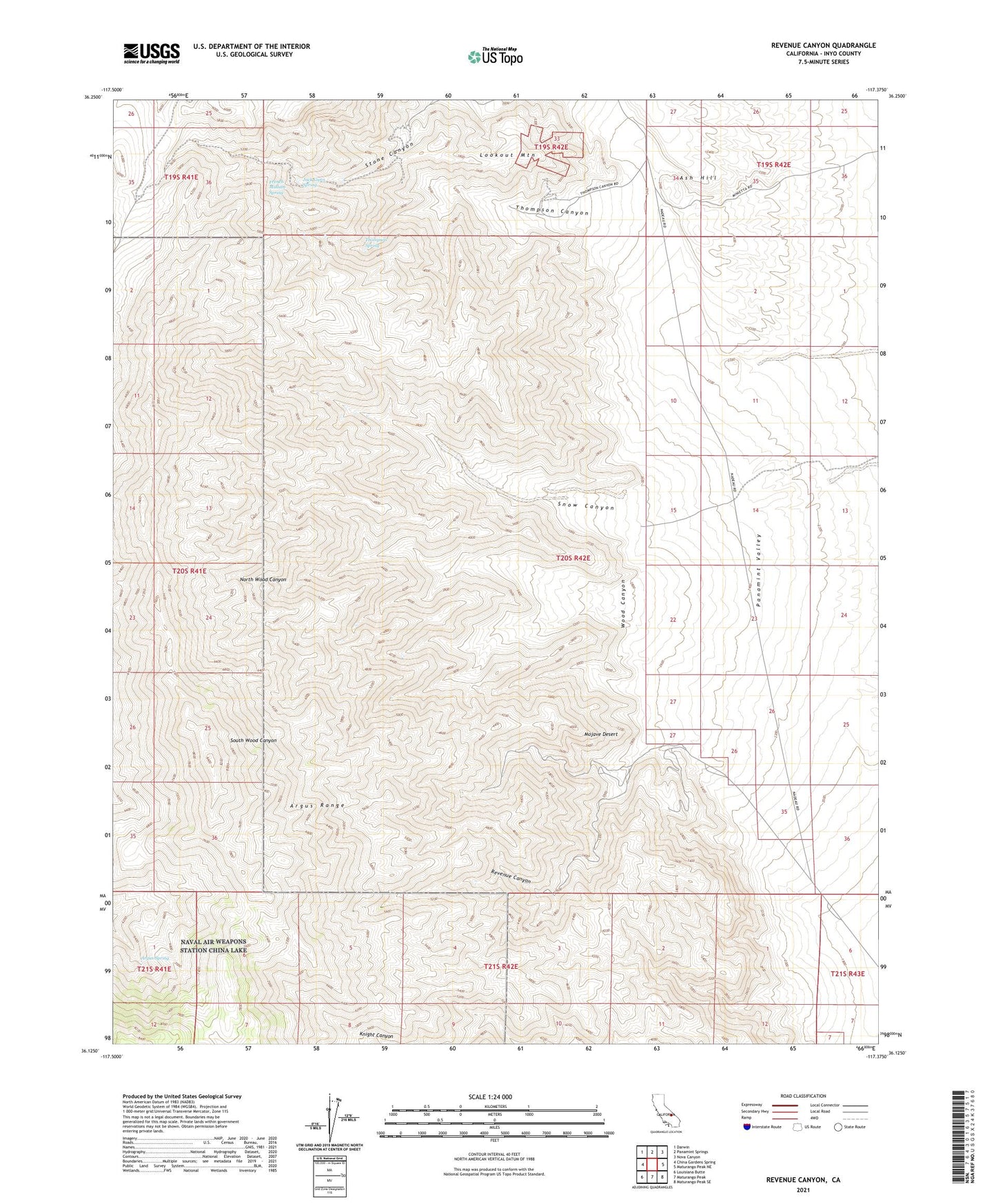Revenue Canyon California US Topo Map Image
