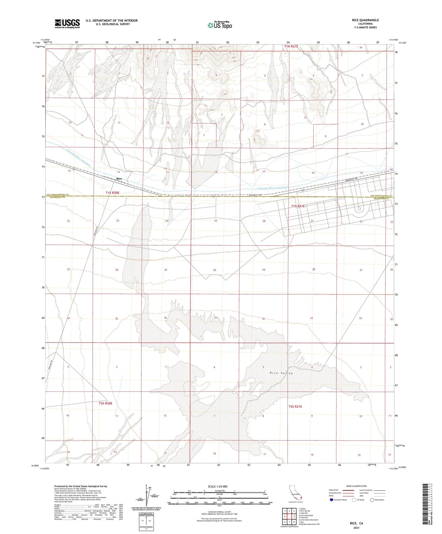 Rice California US Topo Map Image