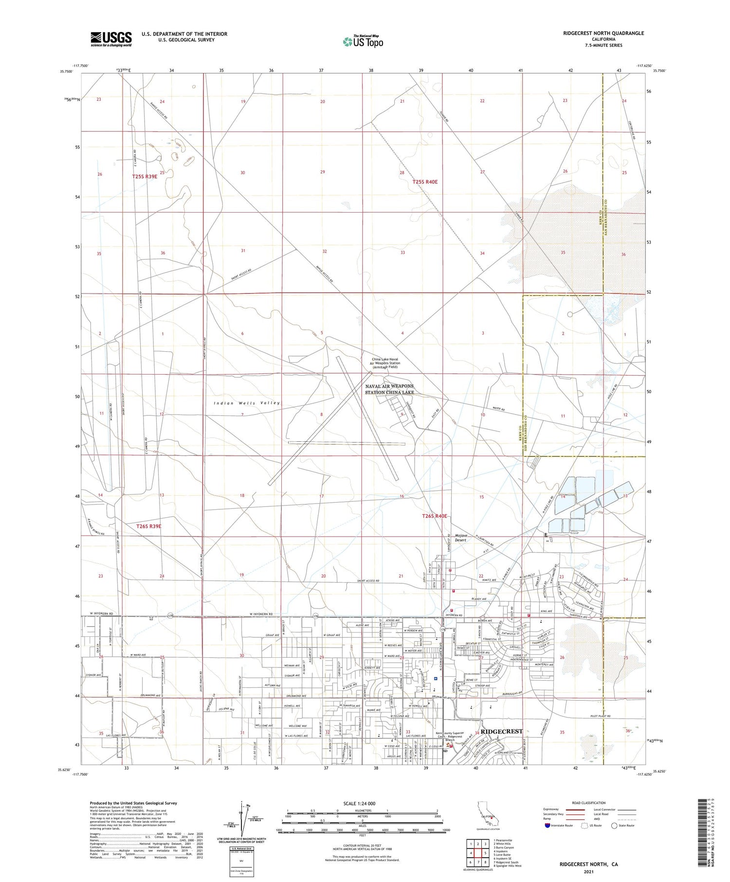 Ridgecrest North California US Topo Map Image