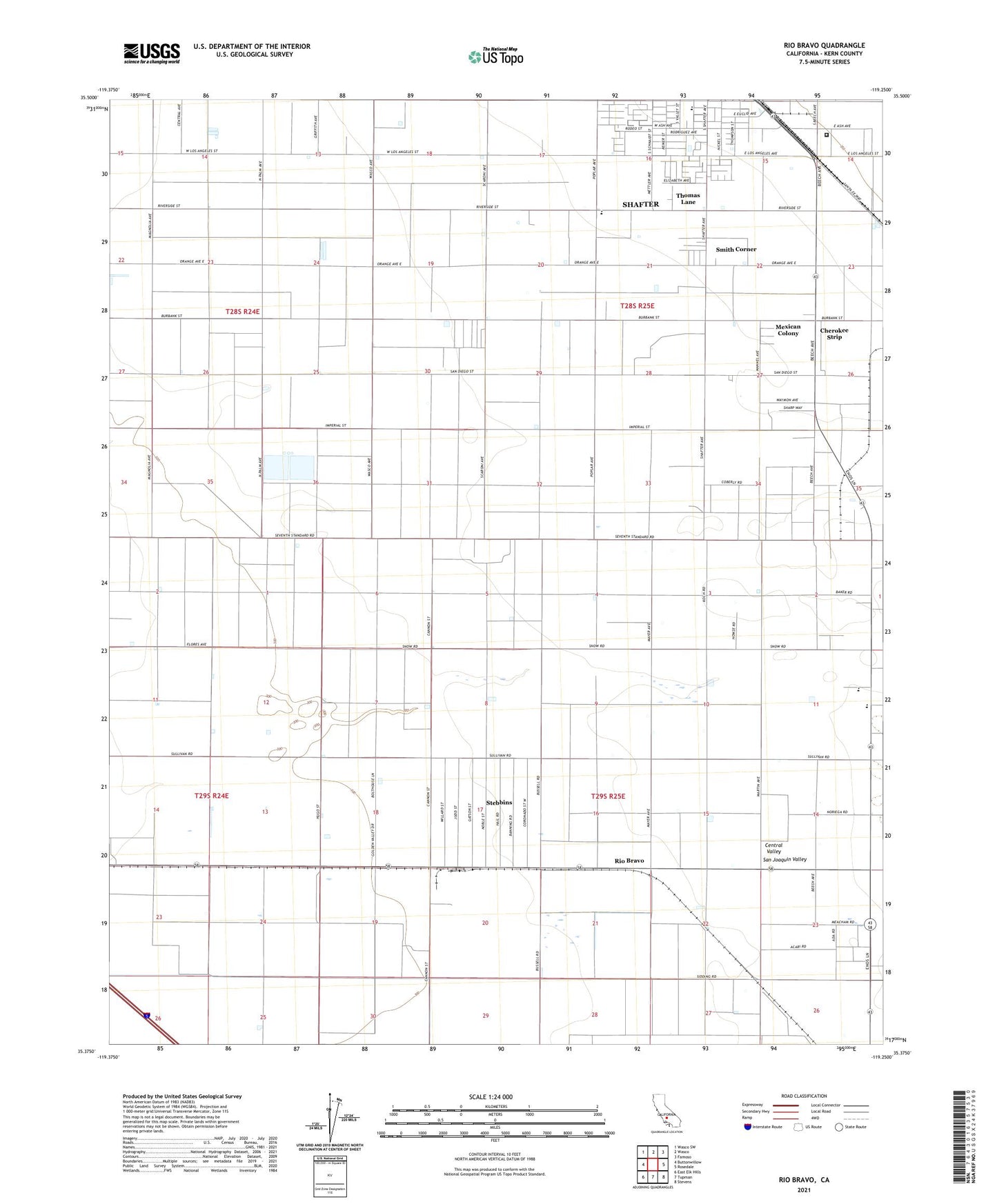 Rio Bravo California US Topo Map Image