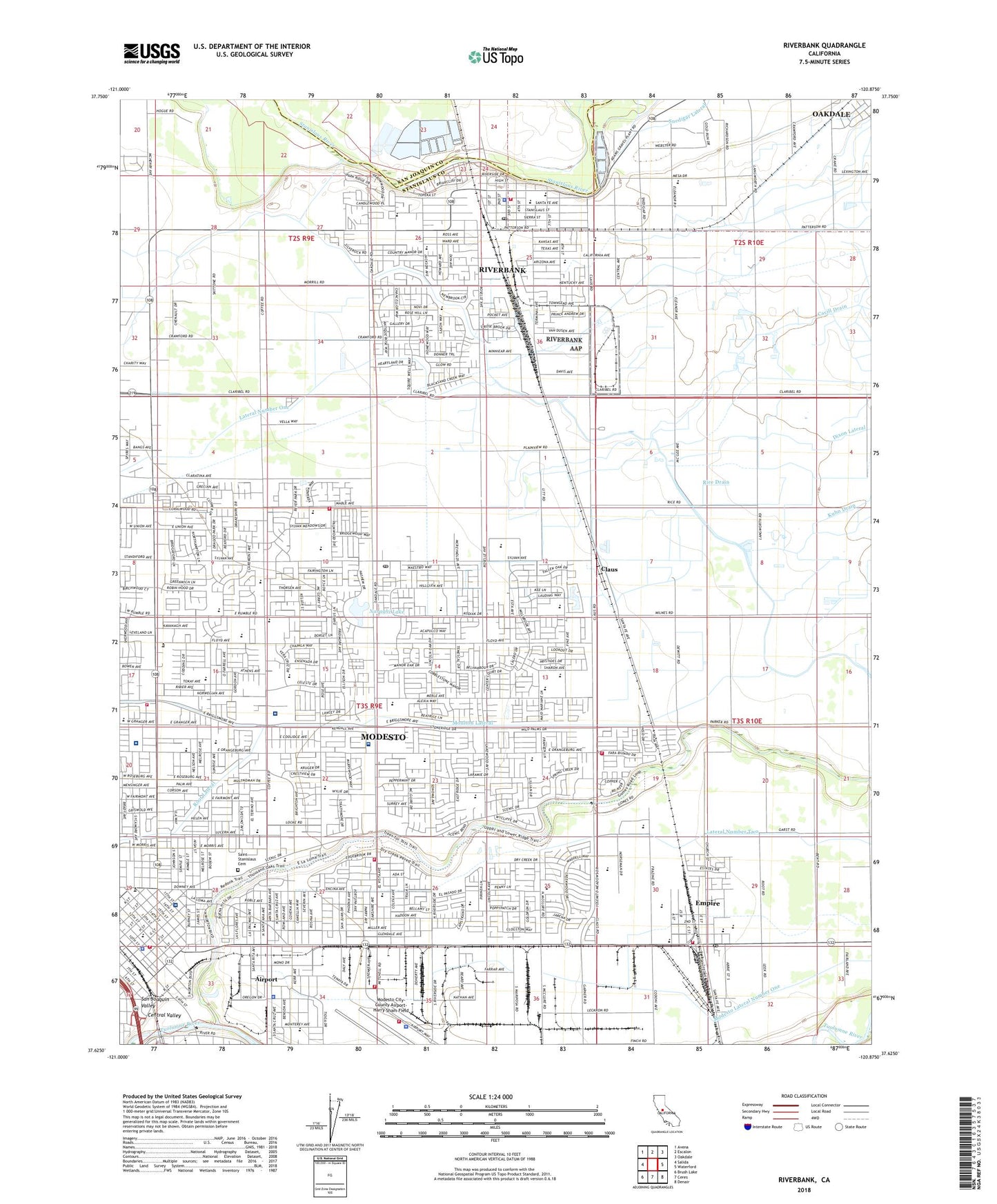 Riverbank California US Topo Map Image