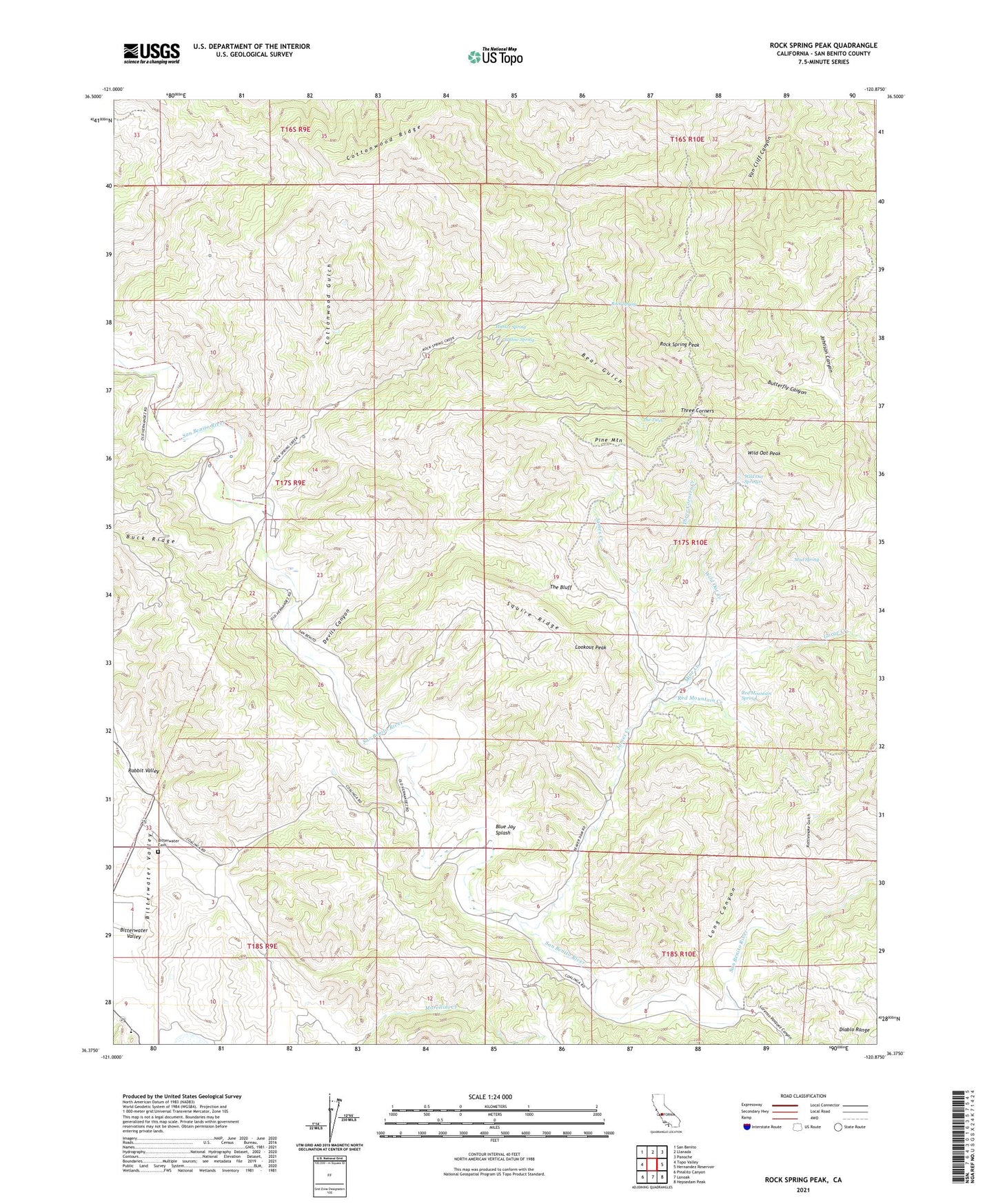 Rock Spring Peak California US Topo Map Image