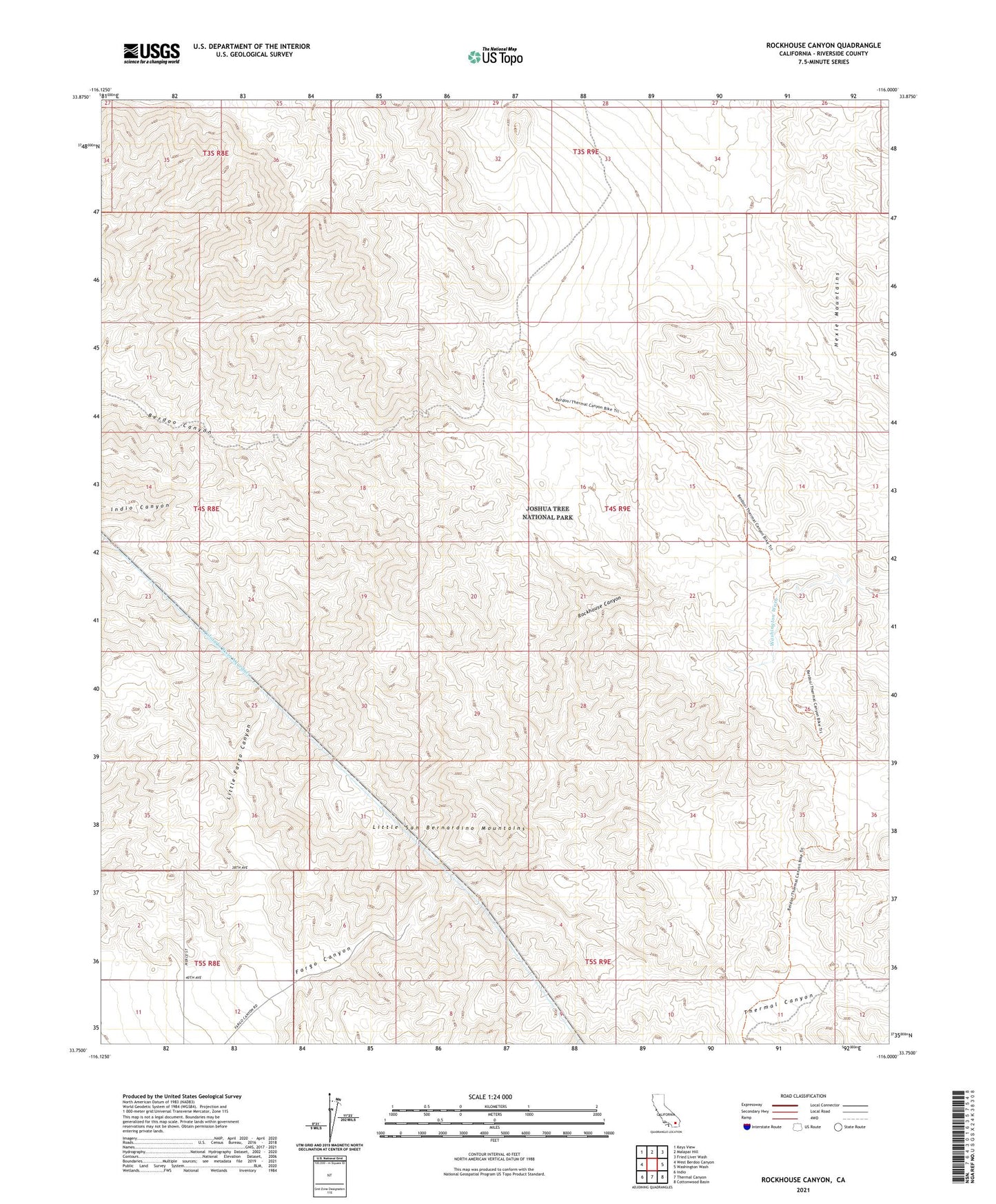 Rockhouse Canyon California US Topo Map Image