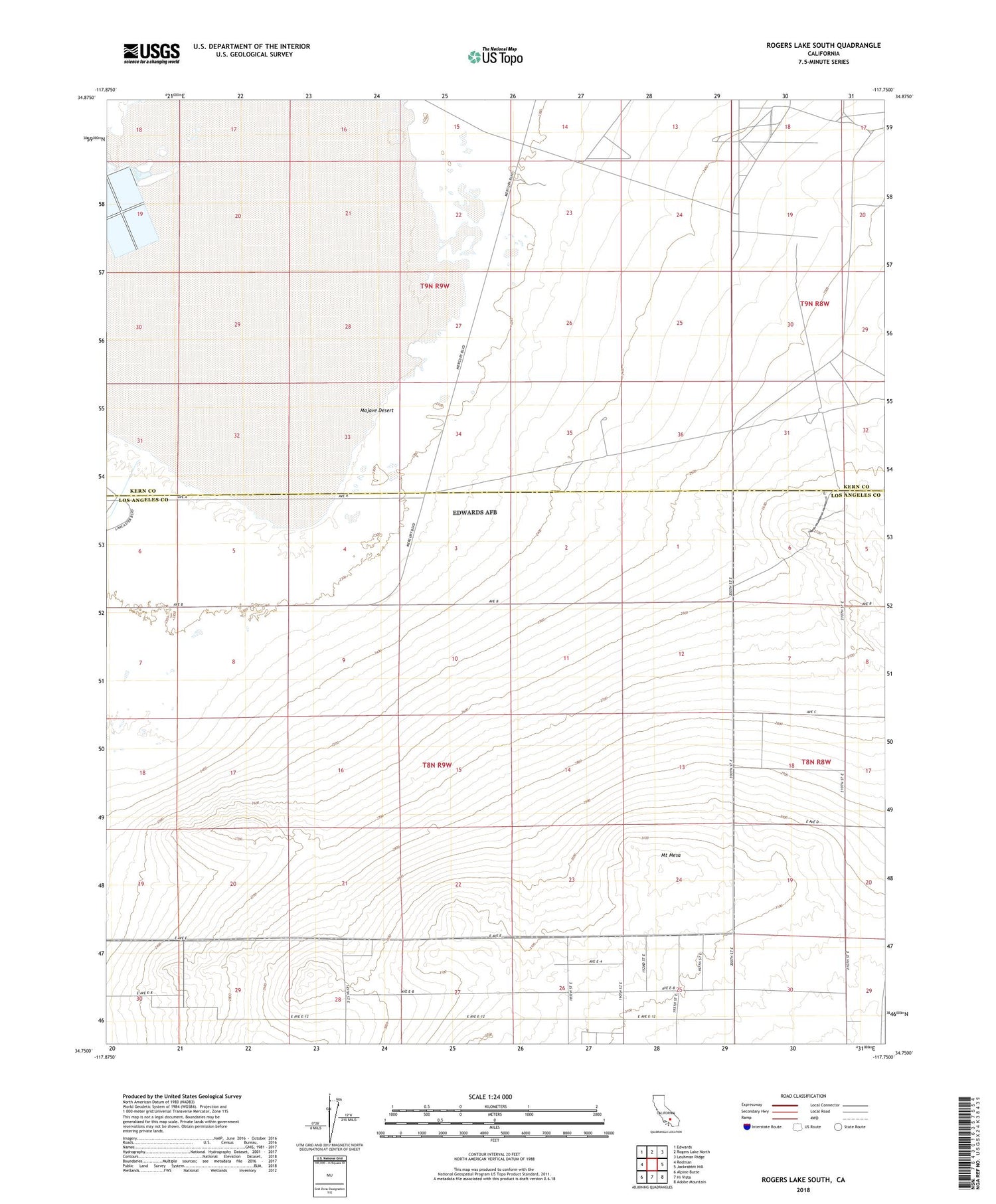 Rogers Lake South California US Topo Map Image