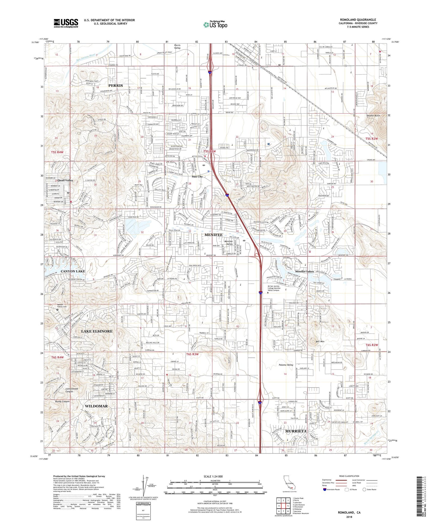 Romoland California US Topo Map Image