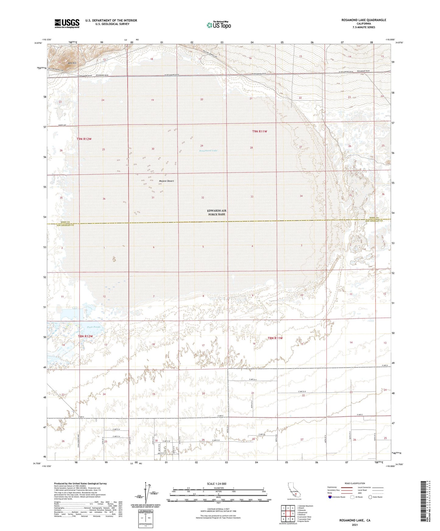 Rosamond Lake California US Topo Map Image