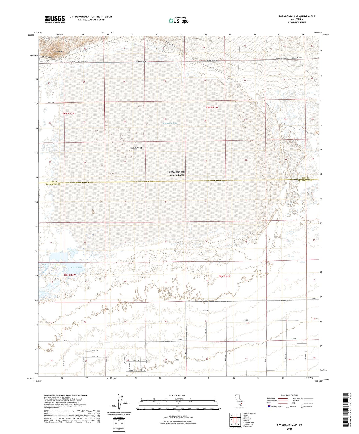 Rosamond Lake California US Topo Map Image