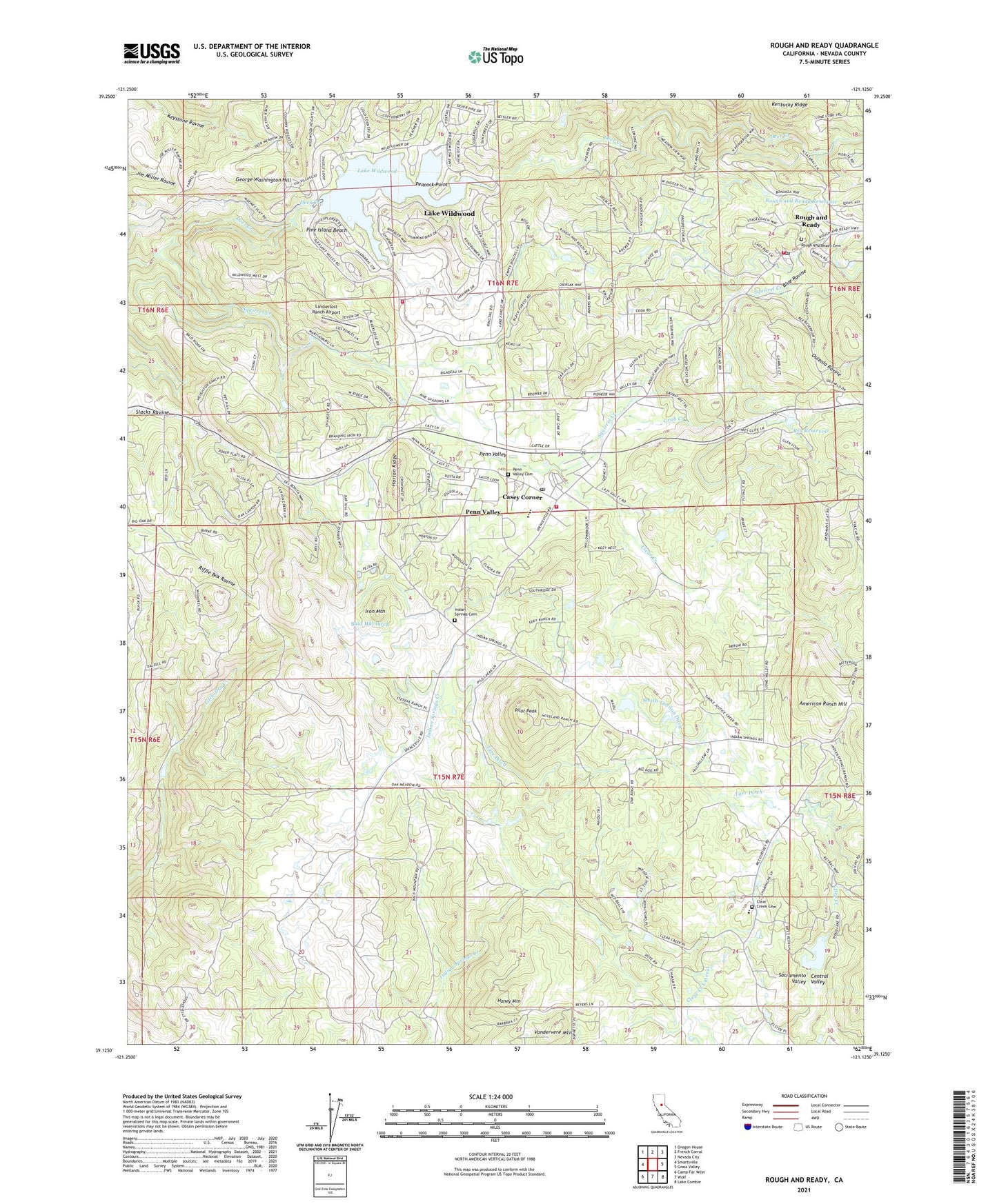 Rough And Ready California US Topo Map Image