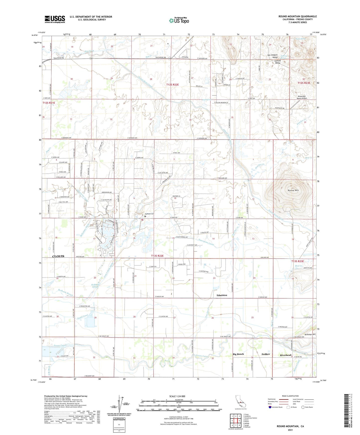 Round Mountain California US Topo Map Image