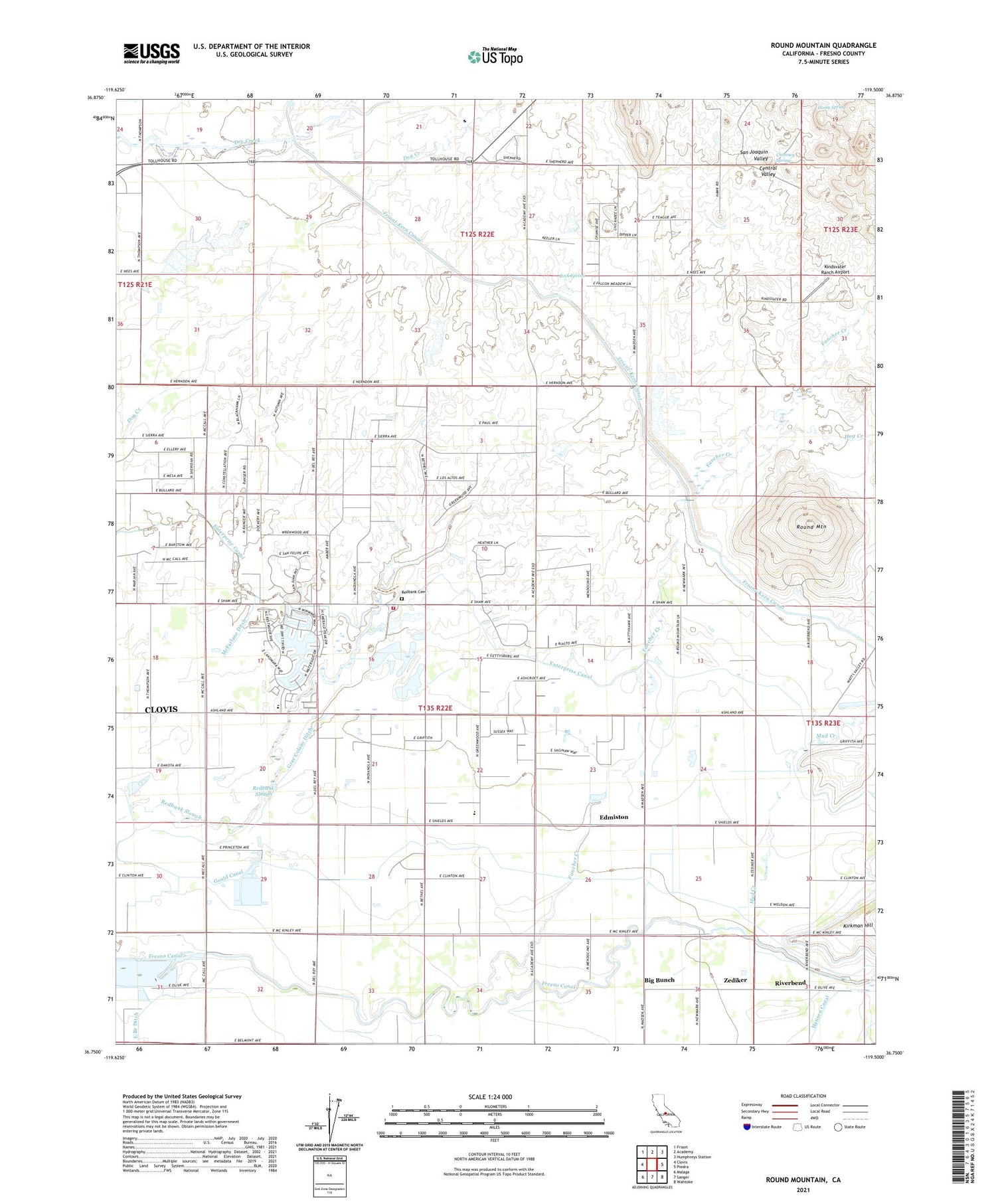 Round Mountain California US Topo Map Image