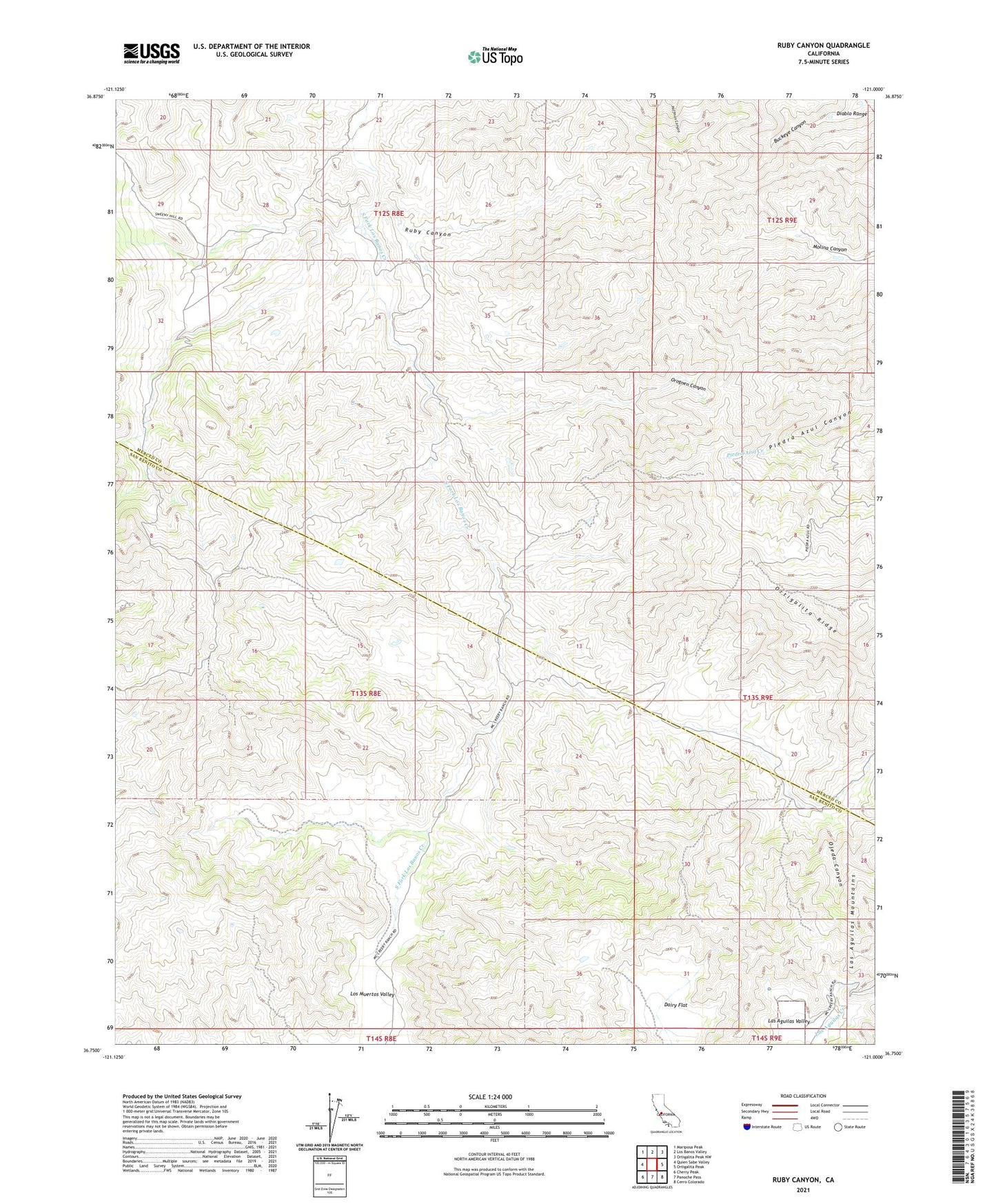 Ruby Canyon California US Topo Map Image