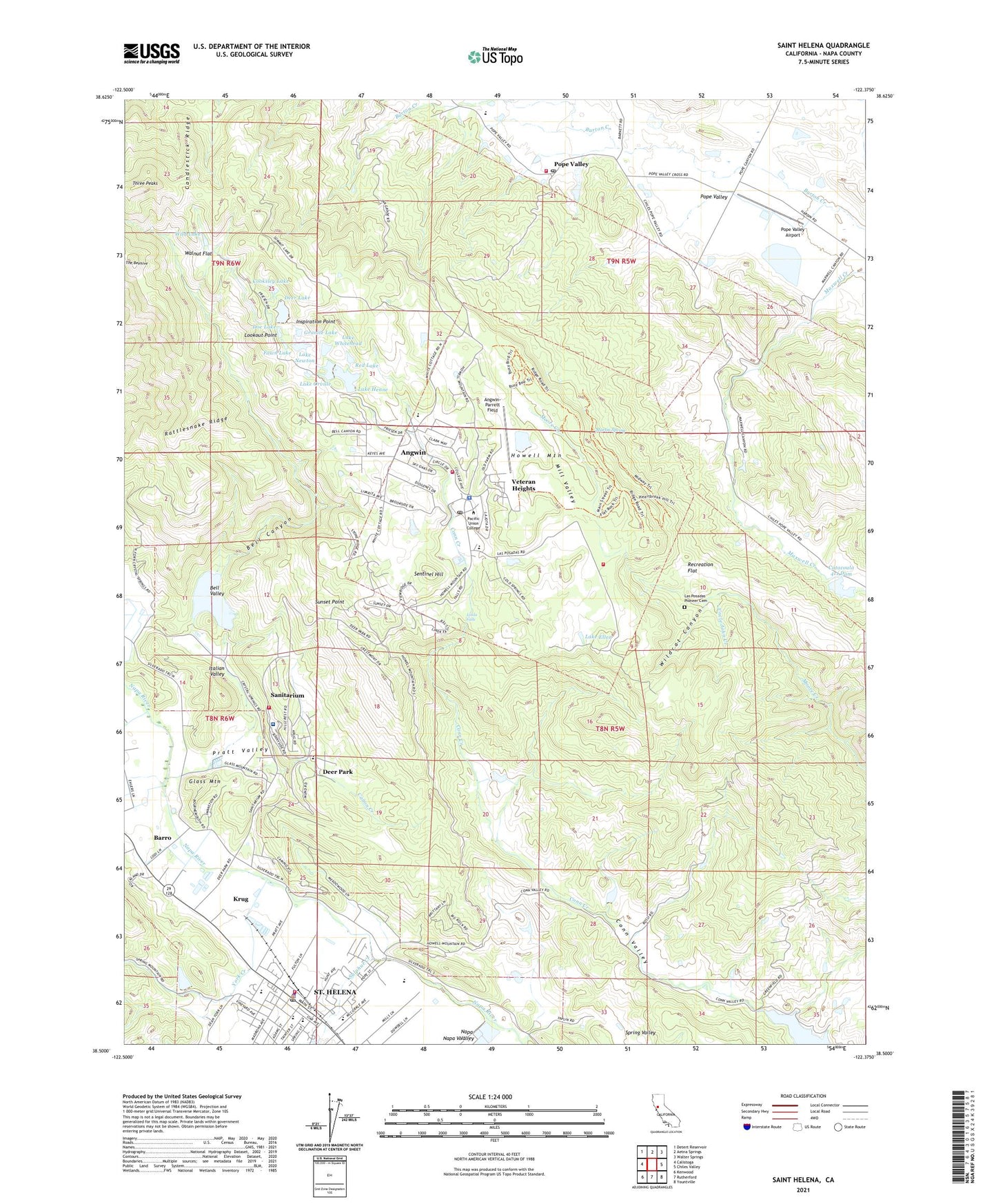 Saint Helena California US Topo Map Image
