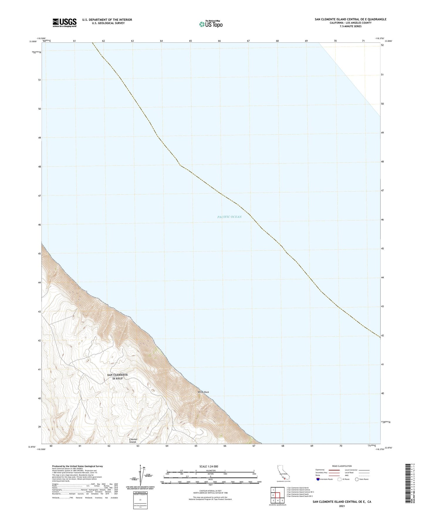 San Clemente Island Central OE E California US Topo Map Image