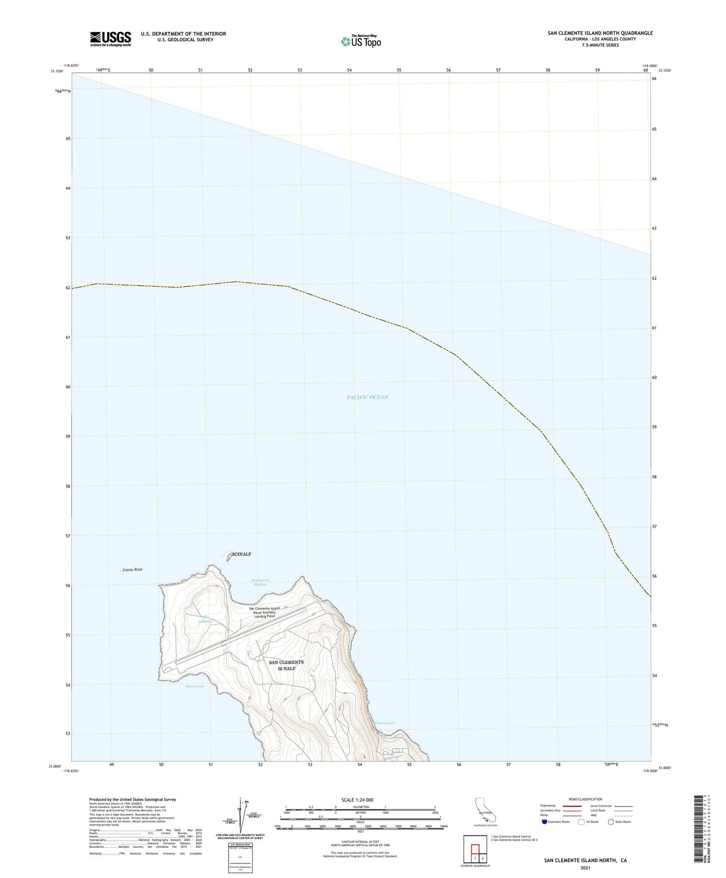 San Clemente Island North California US Topo Map Image