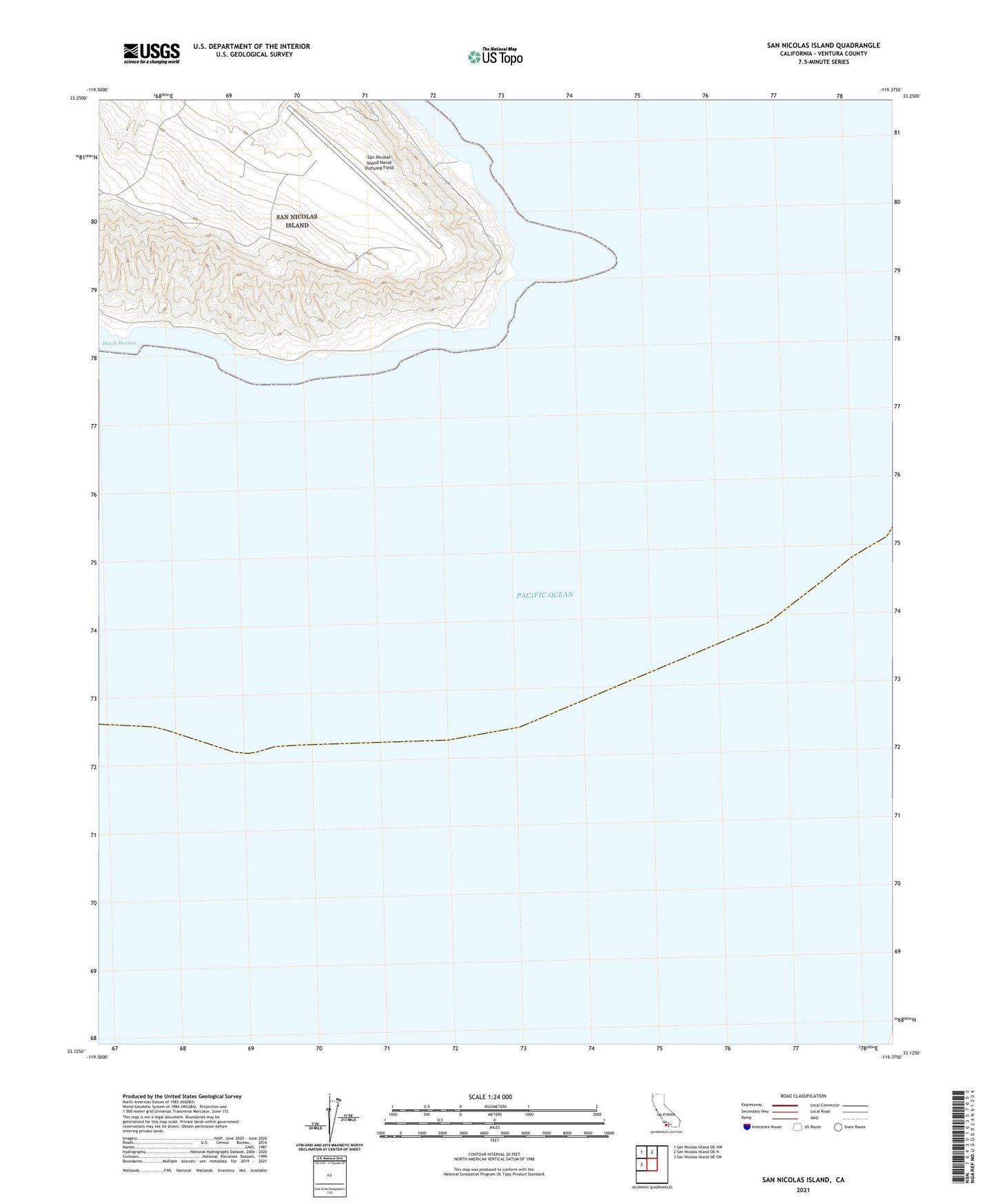 San Nicolas Island California US Topo Map Image