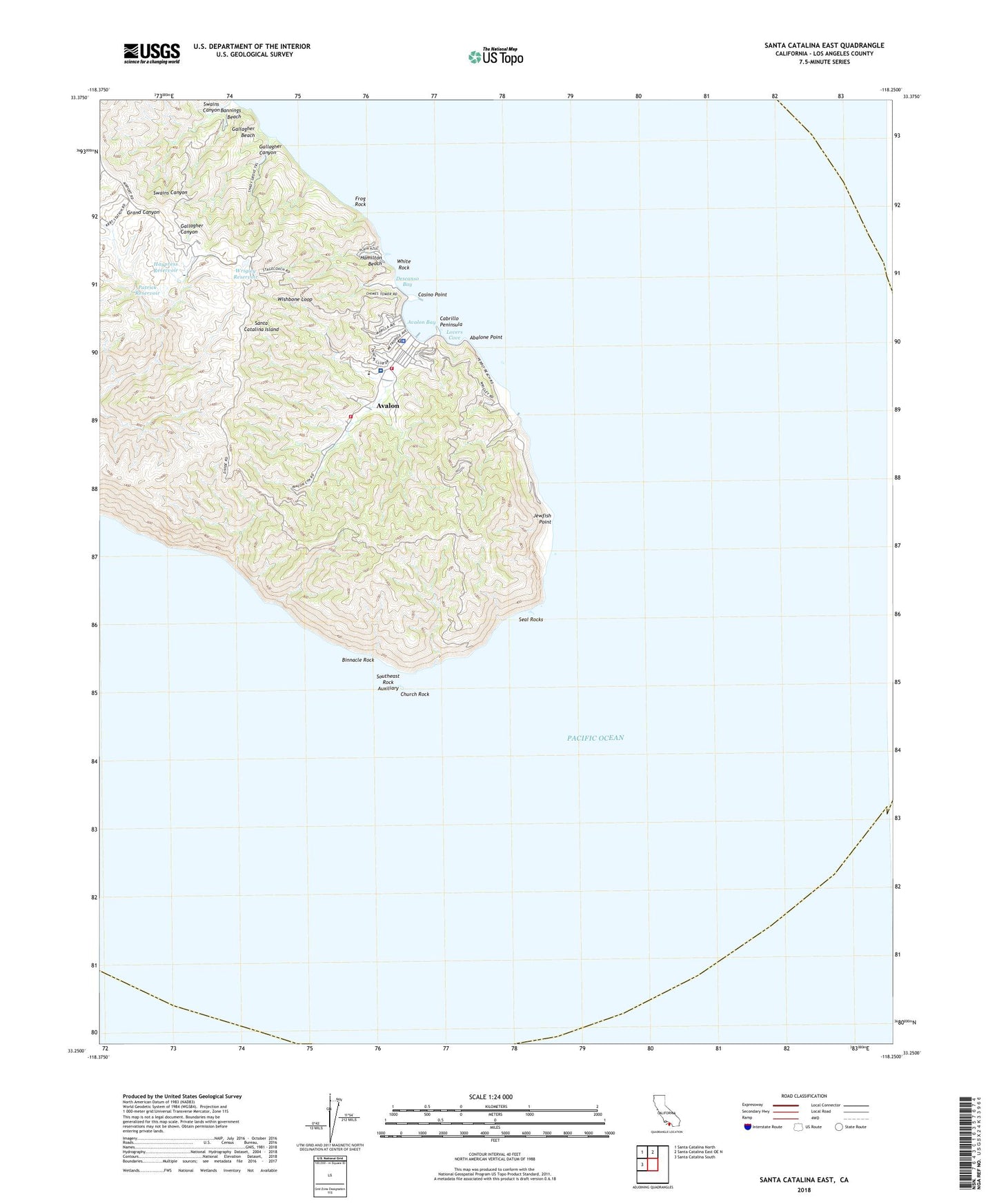 Santa Catalina East California US Topo Map Image