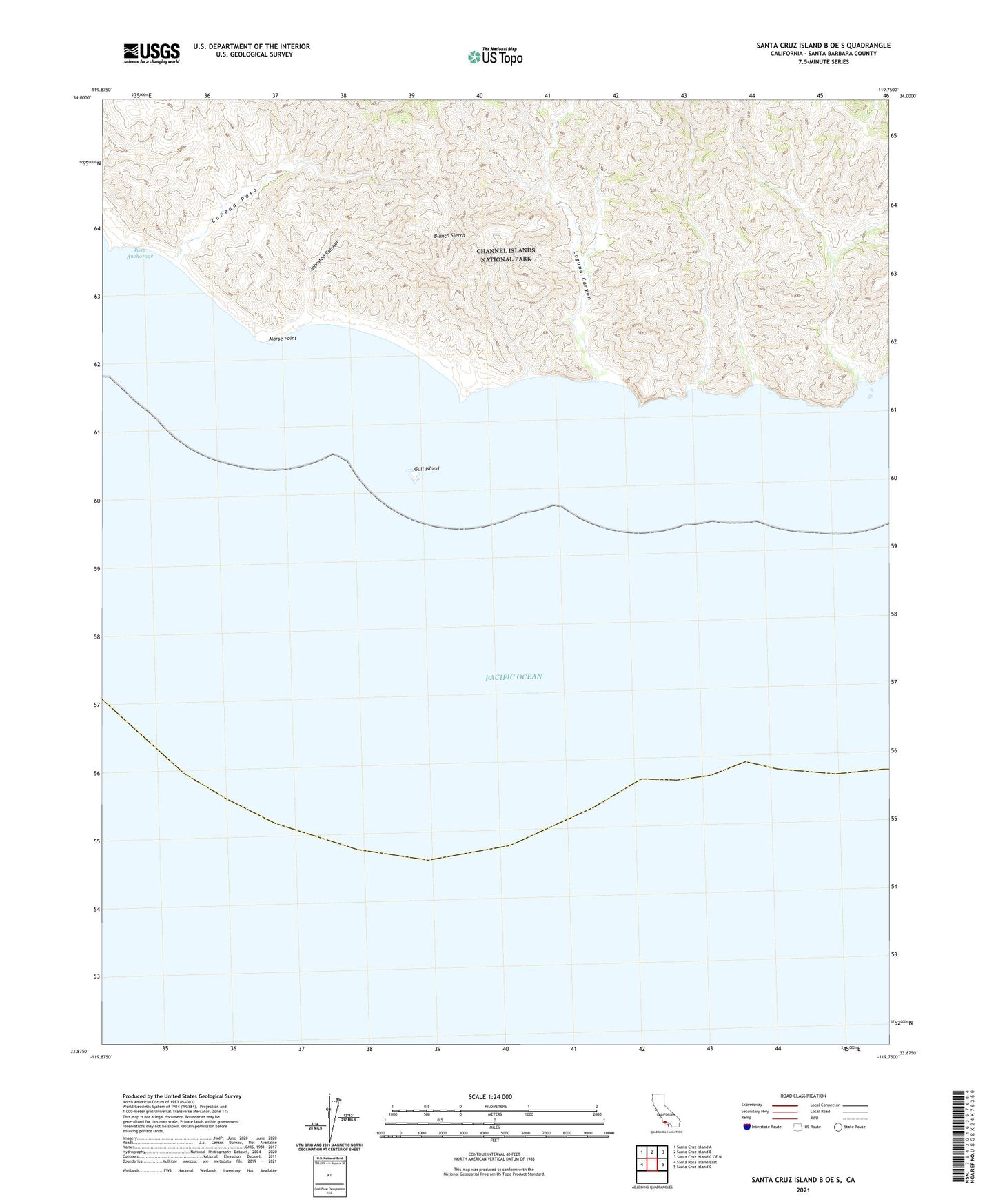 Santa Cruz Island B OE S California US Topo Map Image