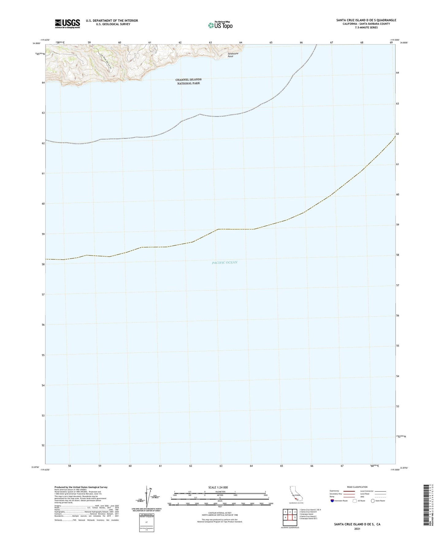Santa Cruz Island D OE S California US Topo Map Image