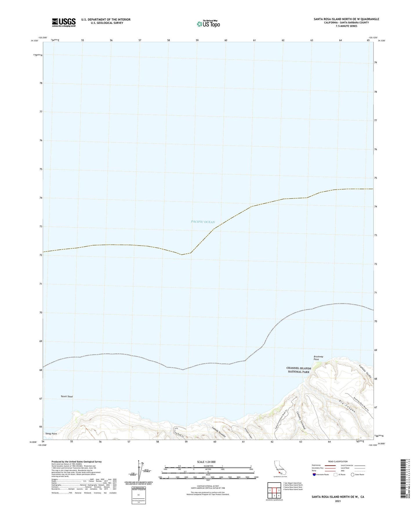 Santa Rosa Island North OE W California US Topo Map Image
